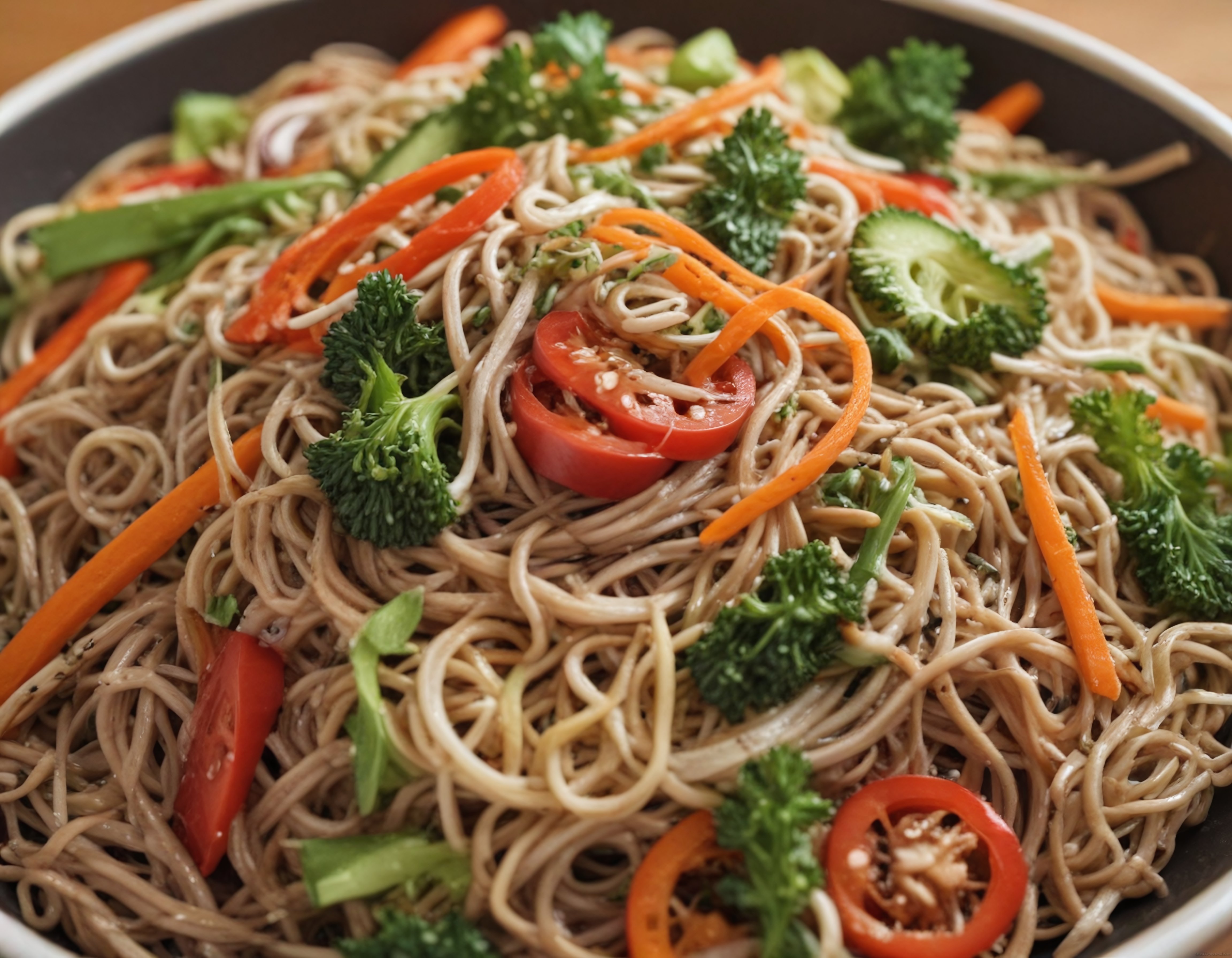 Taze Sebzelerle Hazırlanmış Noodle Makarna Kasesi Tarif ve Sunum