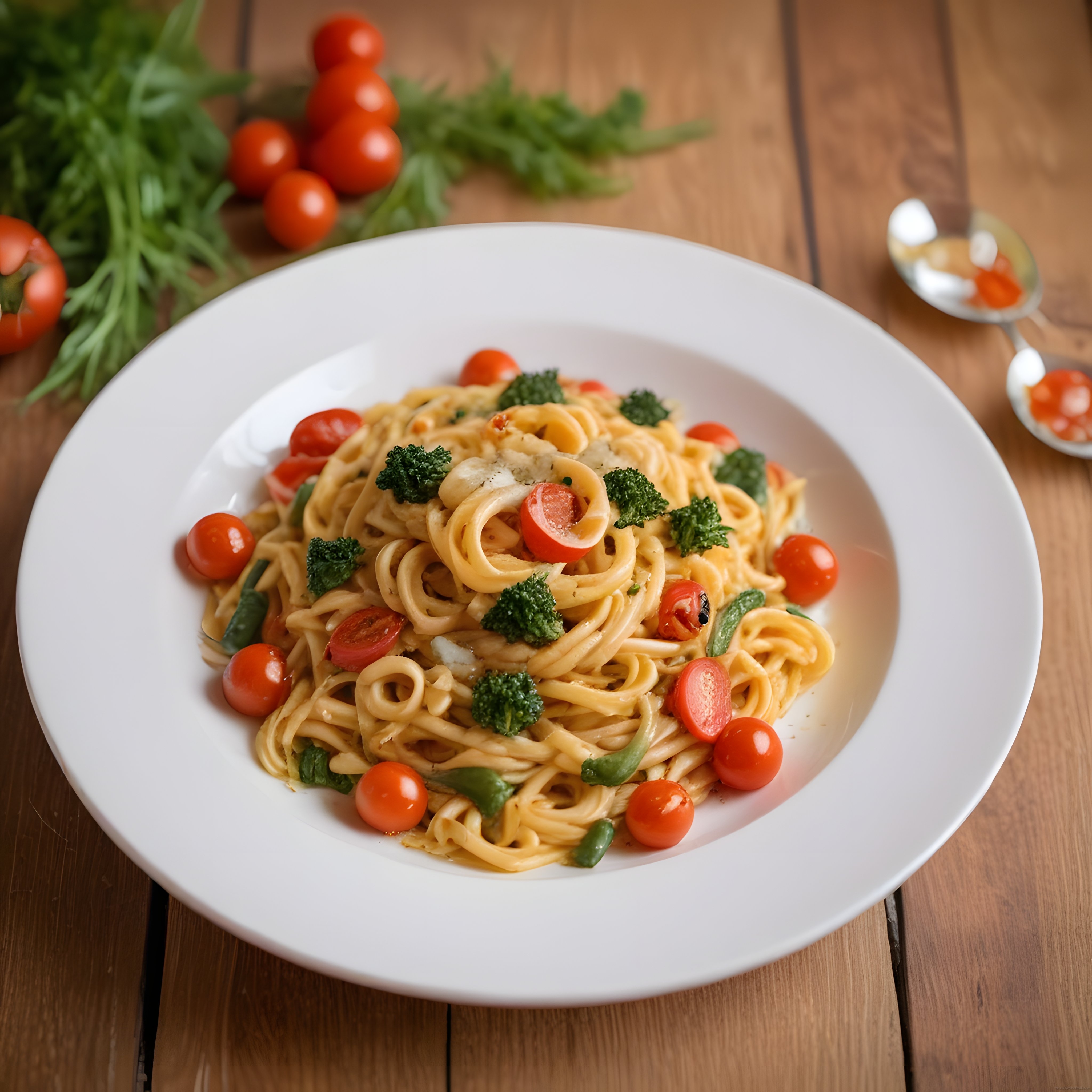 Taze Sebzelerle Süslenmiş Kremalı Spagetti Makarna Tarifi ve Sunum Önerisi