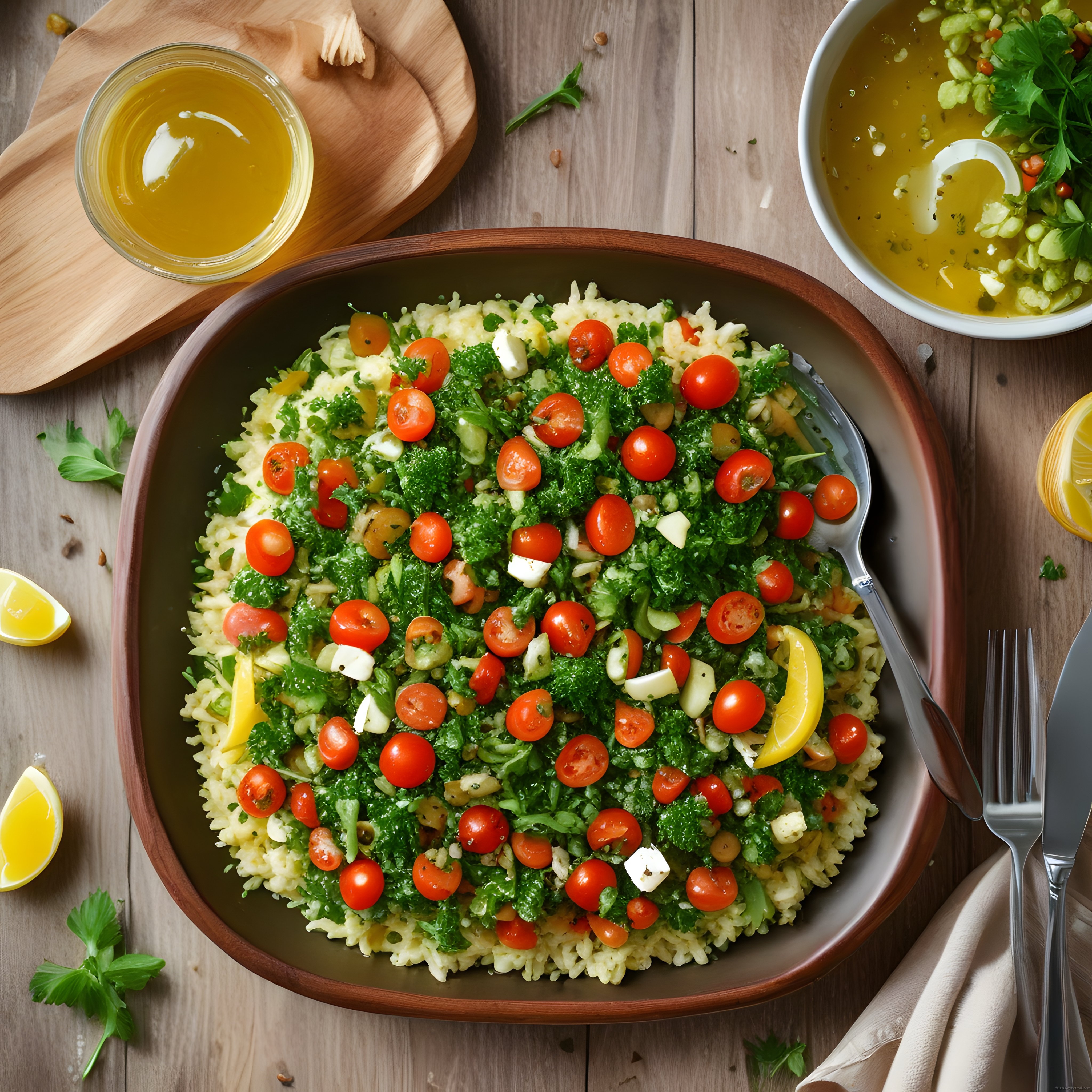 Taze Sebzelerle Süslenmiş Zeytinyağlı Pirinç Salatası ve Sağlıklı Kase Tarifi