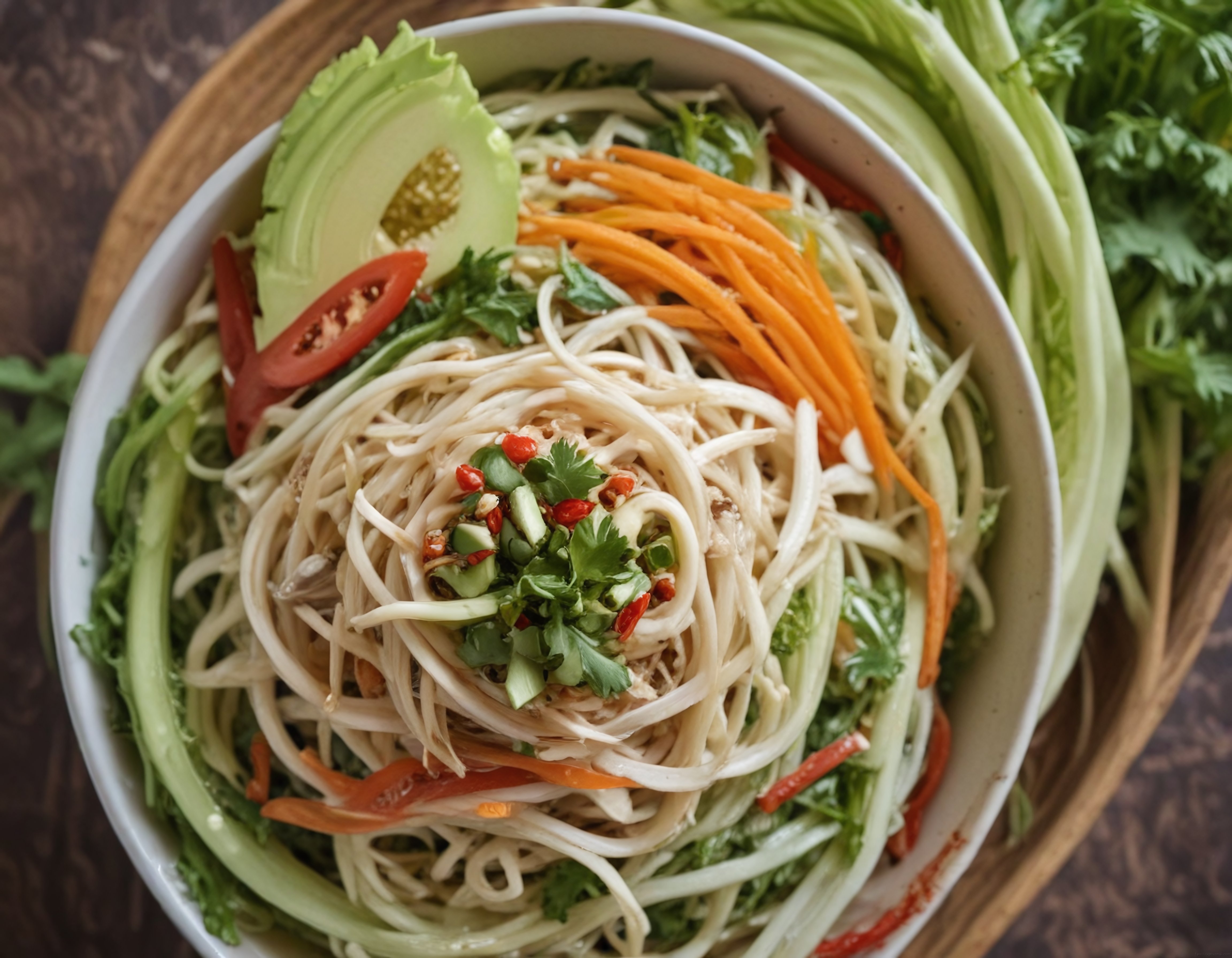 Taze Sebzeli Avokadolu Noodle Salatası: Sağlıklı Renkli Asya Tabağı
