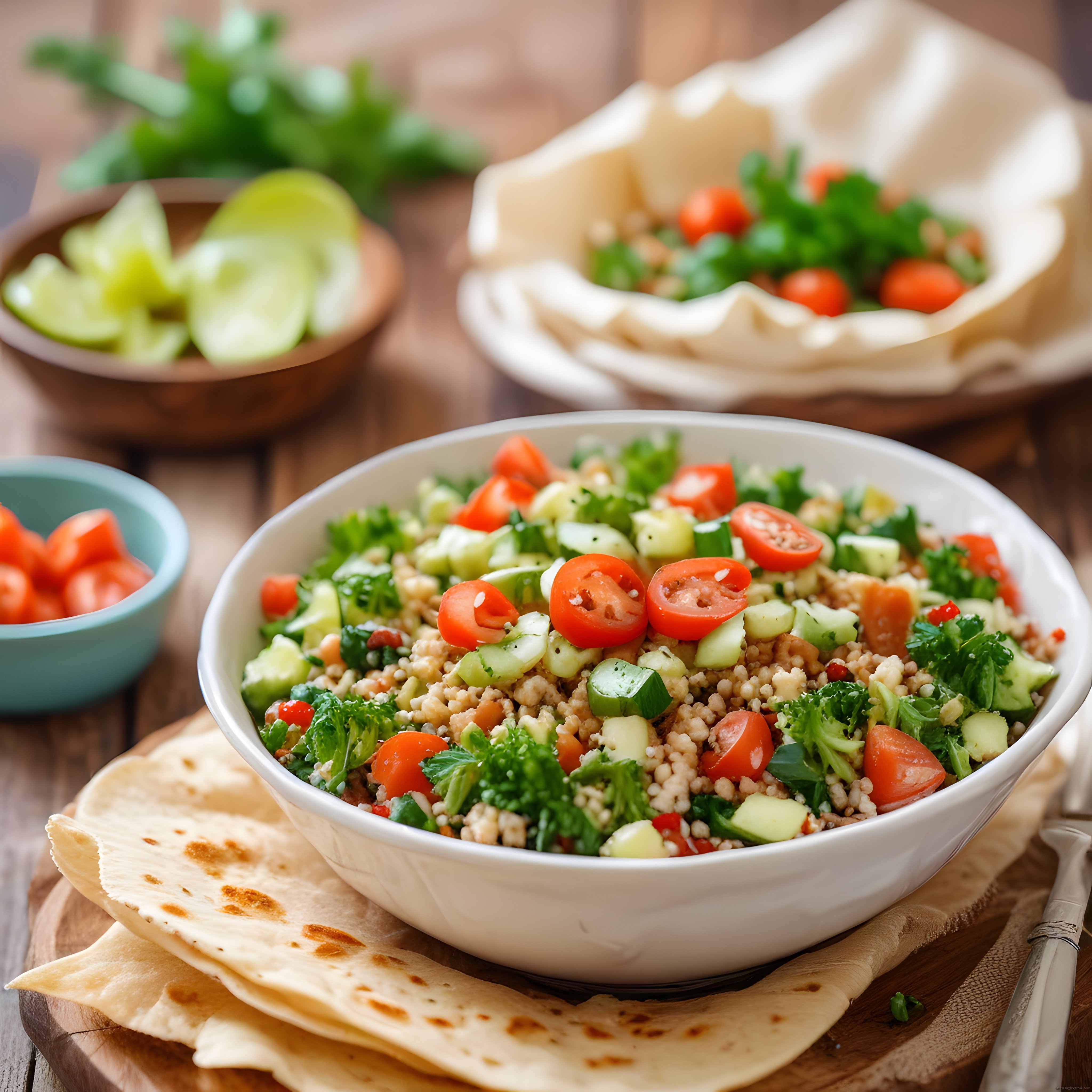 Taze Sebzeli Bulgur Salatası ve Lavaş Eşliğinde Sağlıklı İftar Menüsü