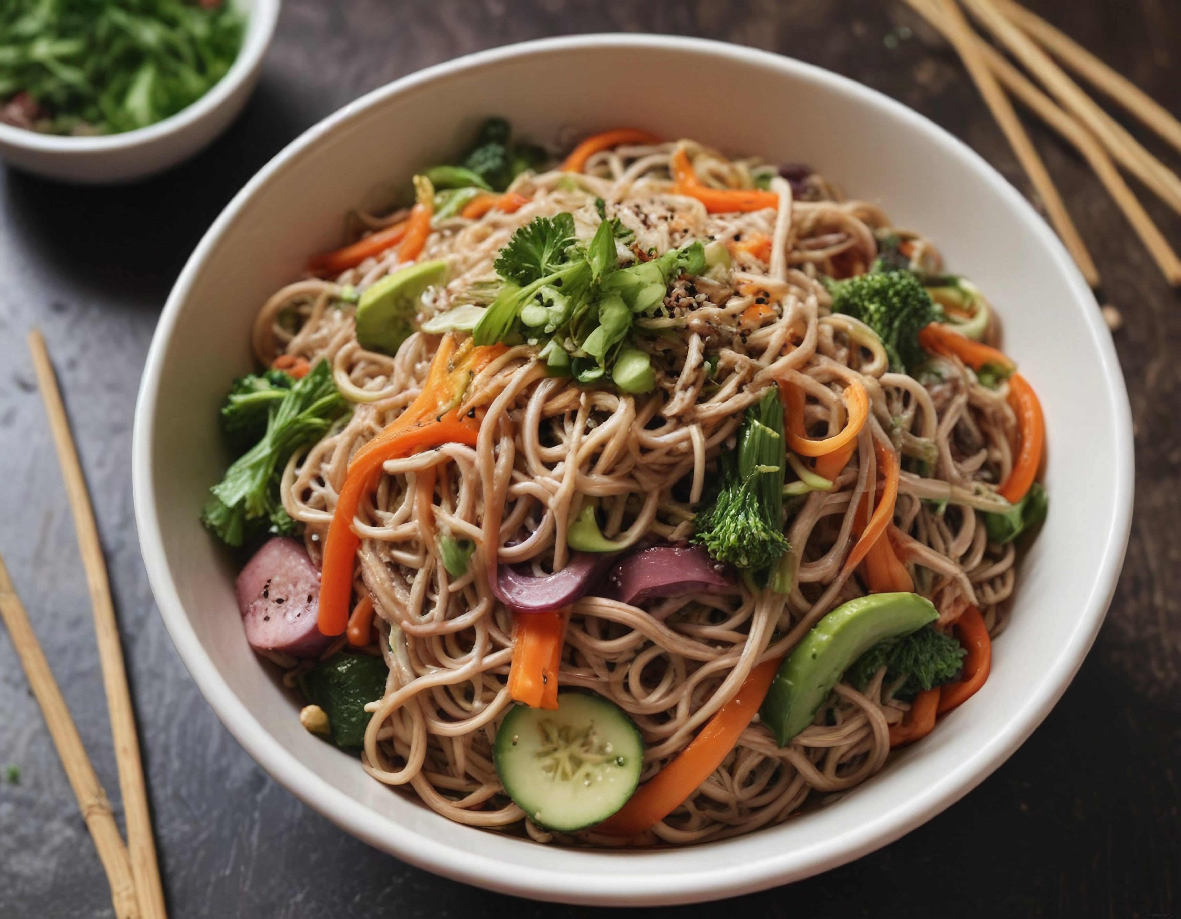 Taze Sebzeli Soba Noodle Kasesi ile Sağlıklı ve Lezzetli Bir Öğün