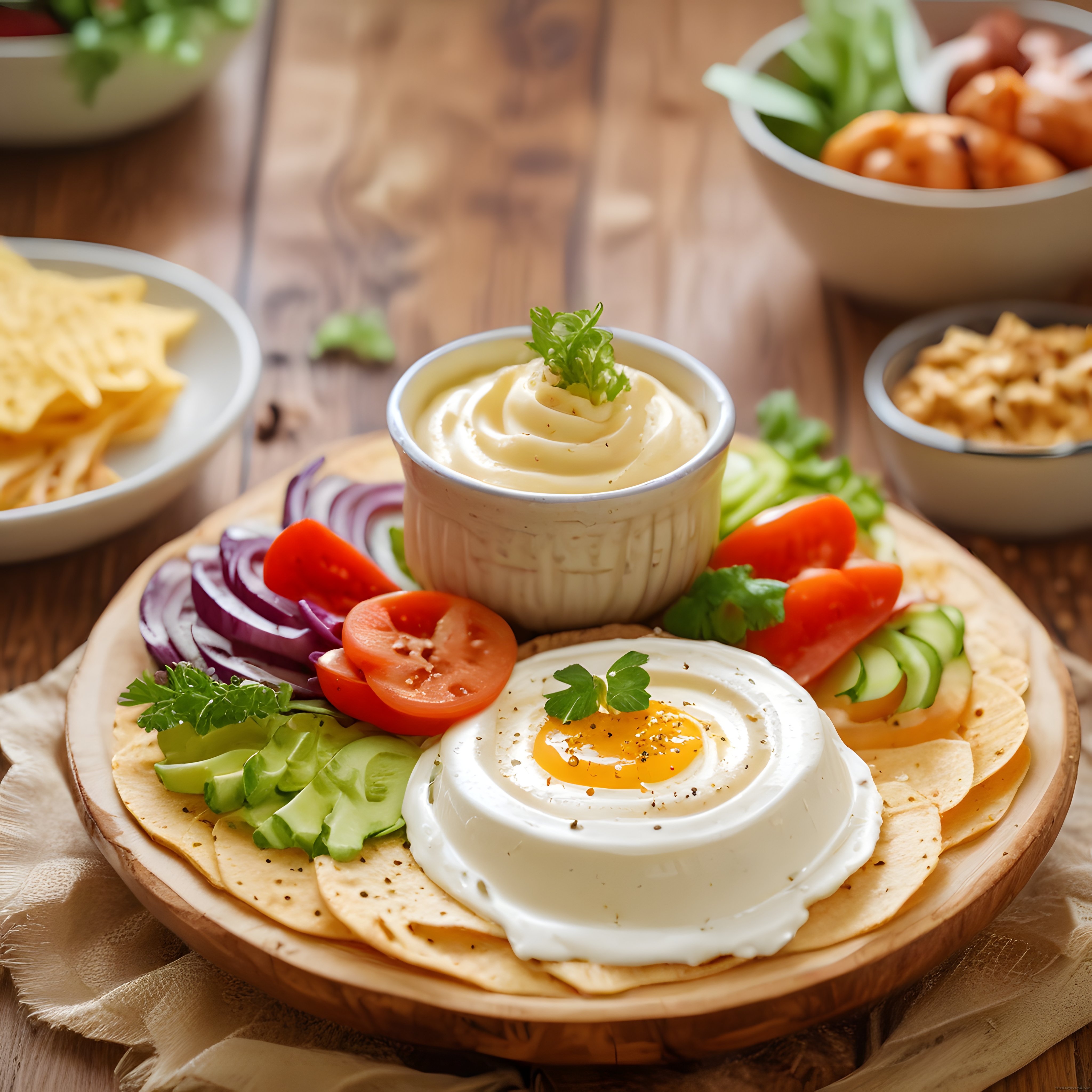 Taze Sebzeli ve Kremalı Dip Soslu Atıştırmalık Tabağı Özel Sunumu