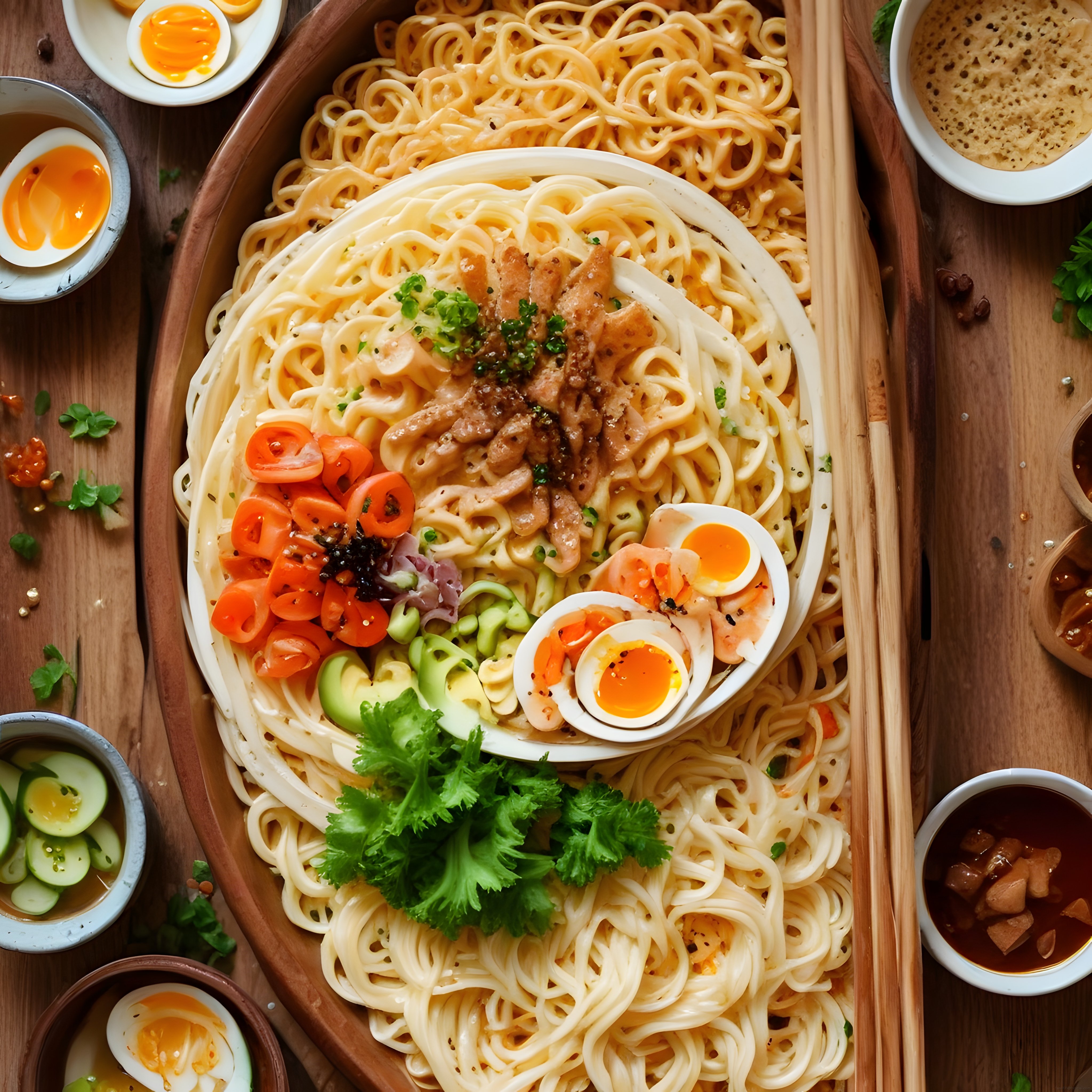 Taze Sebzeli ve Tavuklu Noodle Kasesi: Göz Alıcı Asya Mutfağı Sunumu