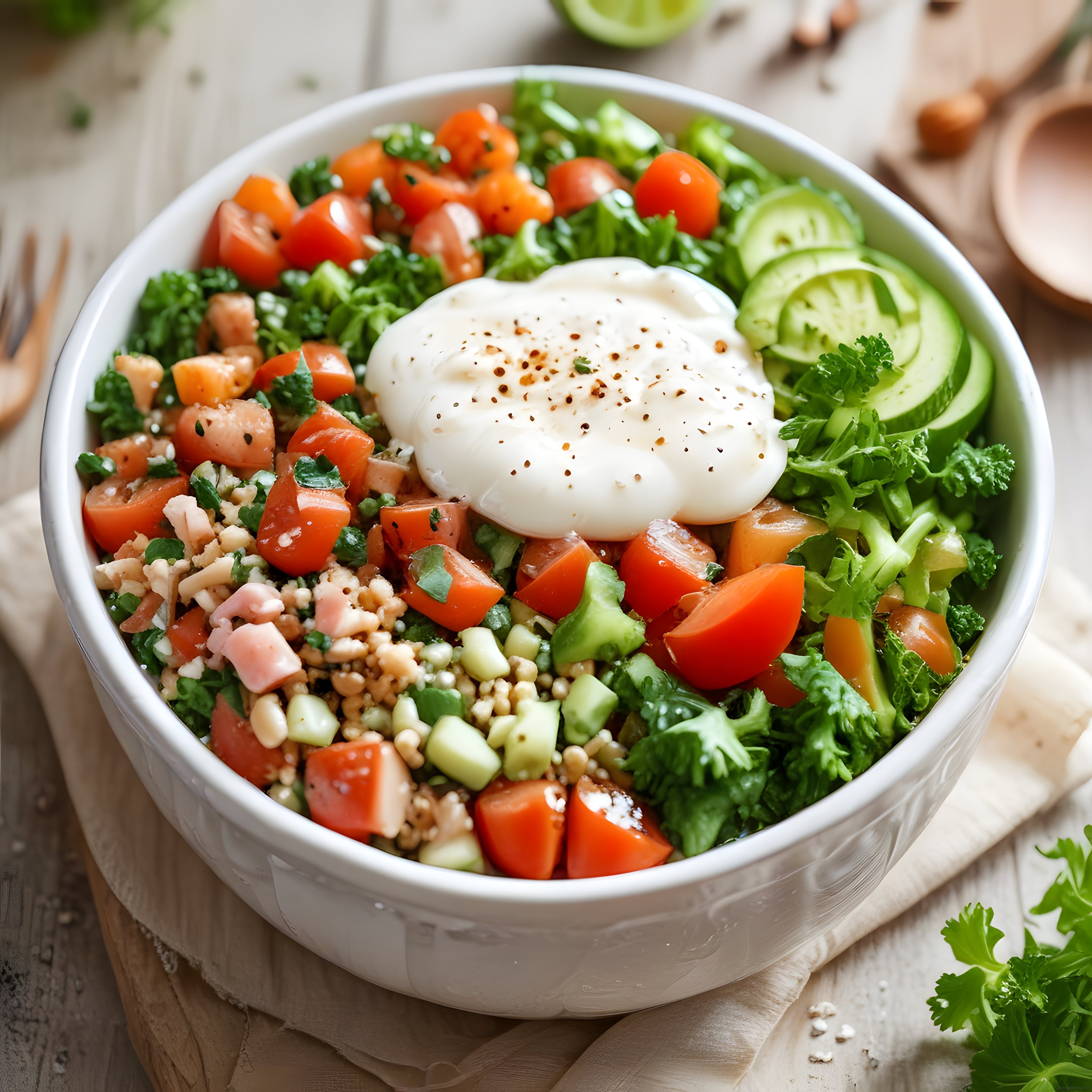 Taze Sebzeli ve Yumurtalı Sağlıklı Salata Kasesi: Besleyici ve Renkli Bir Öğün