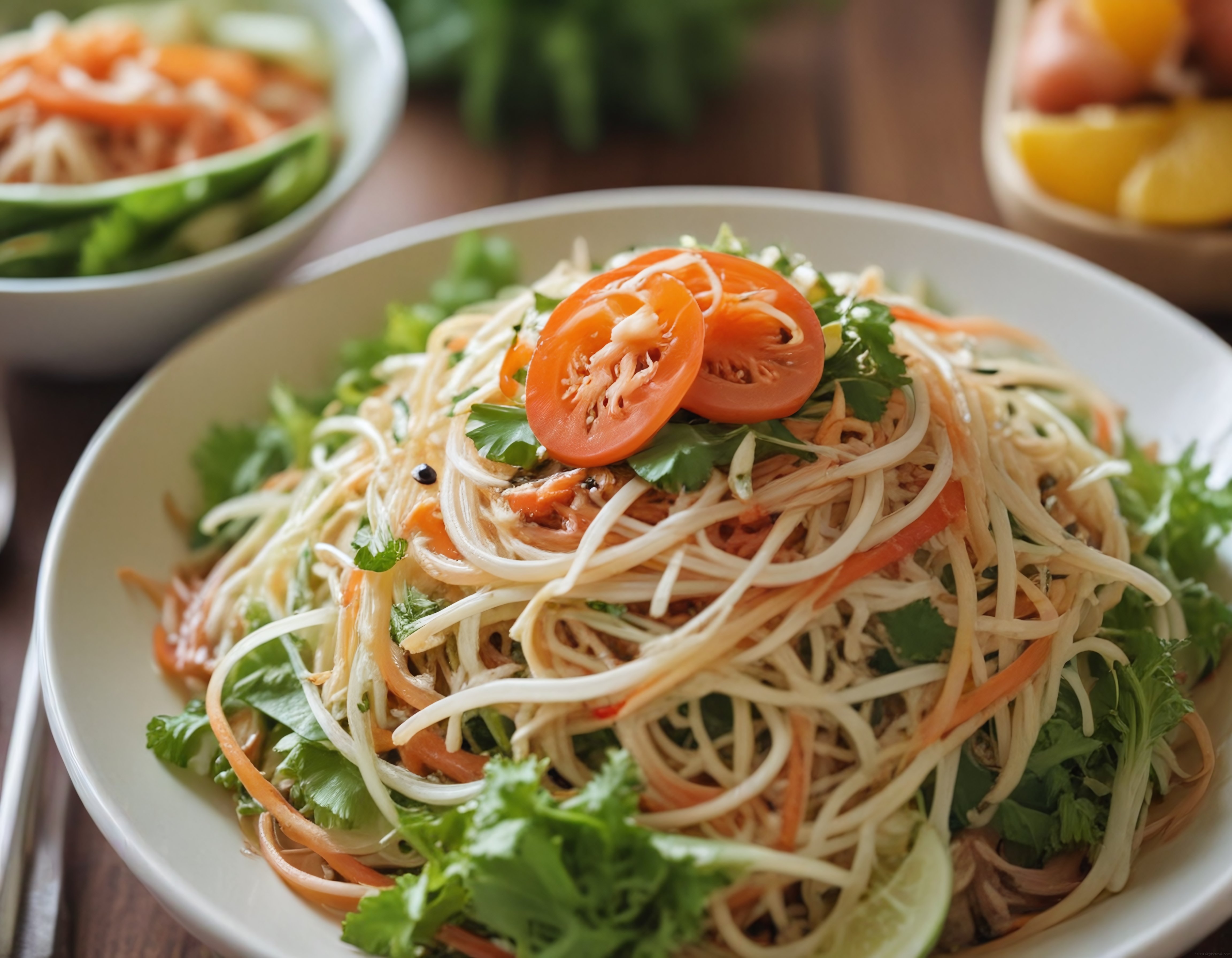 taze som tam salatası: sağlıklı ve renkli bir tayland mutfağı lezzeti