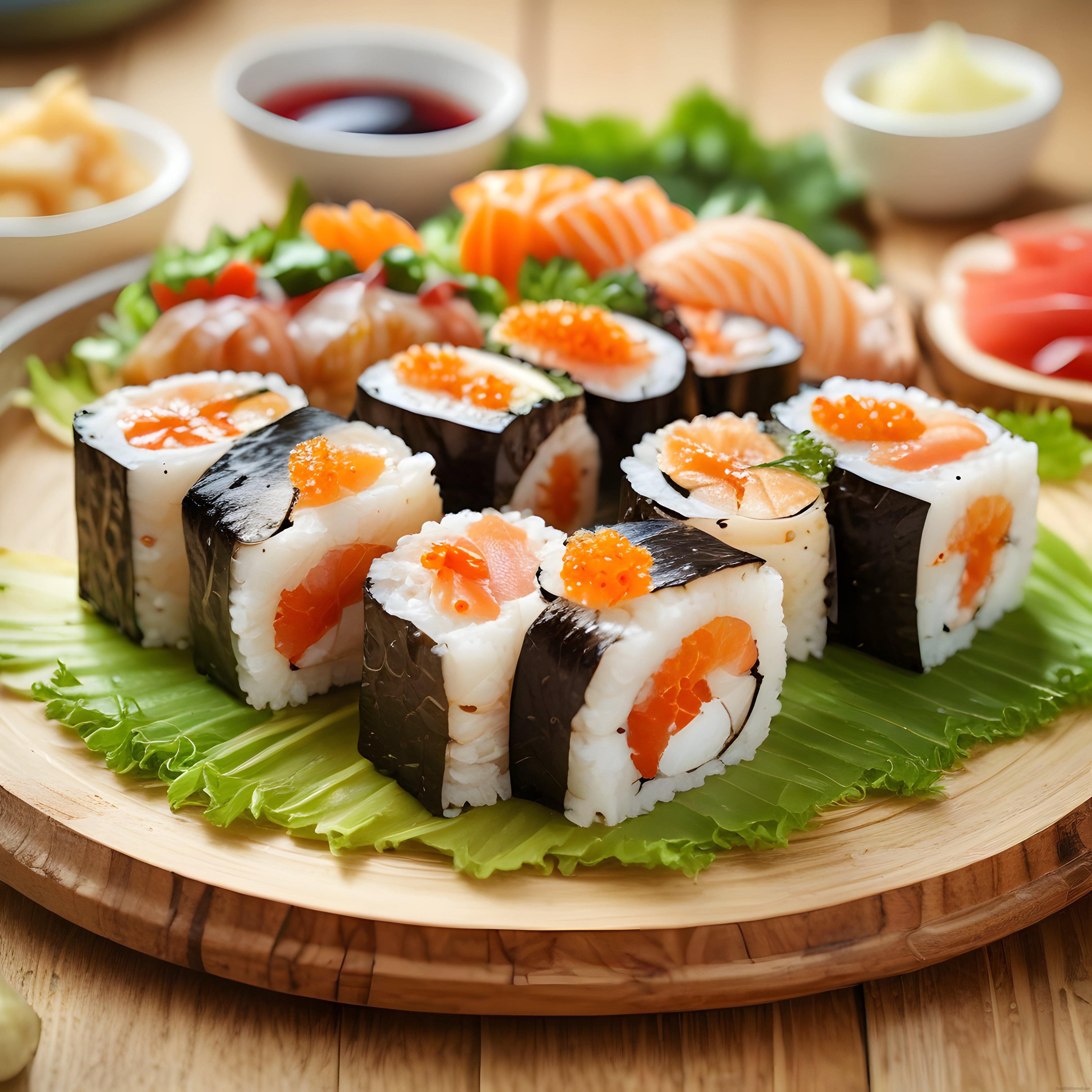 Taze Somon ve Havyarlı Sushi Çeşitleri ile Japon Mutfağı Sunumu