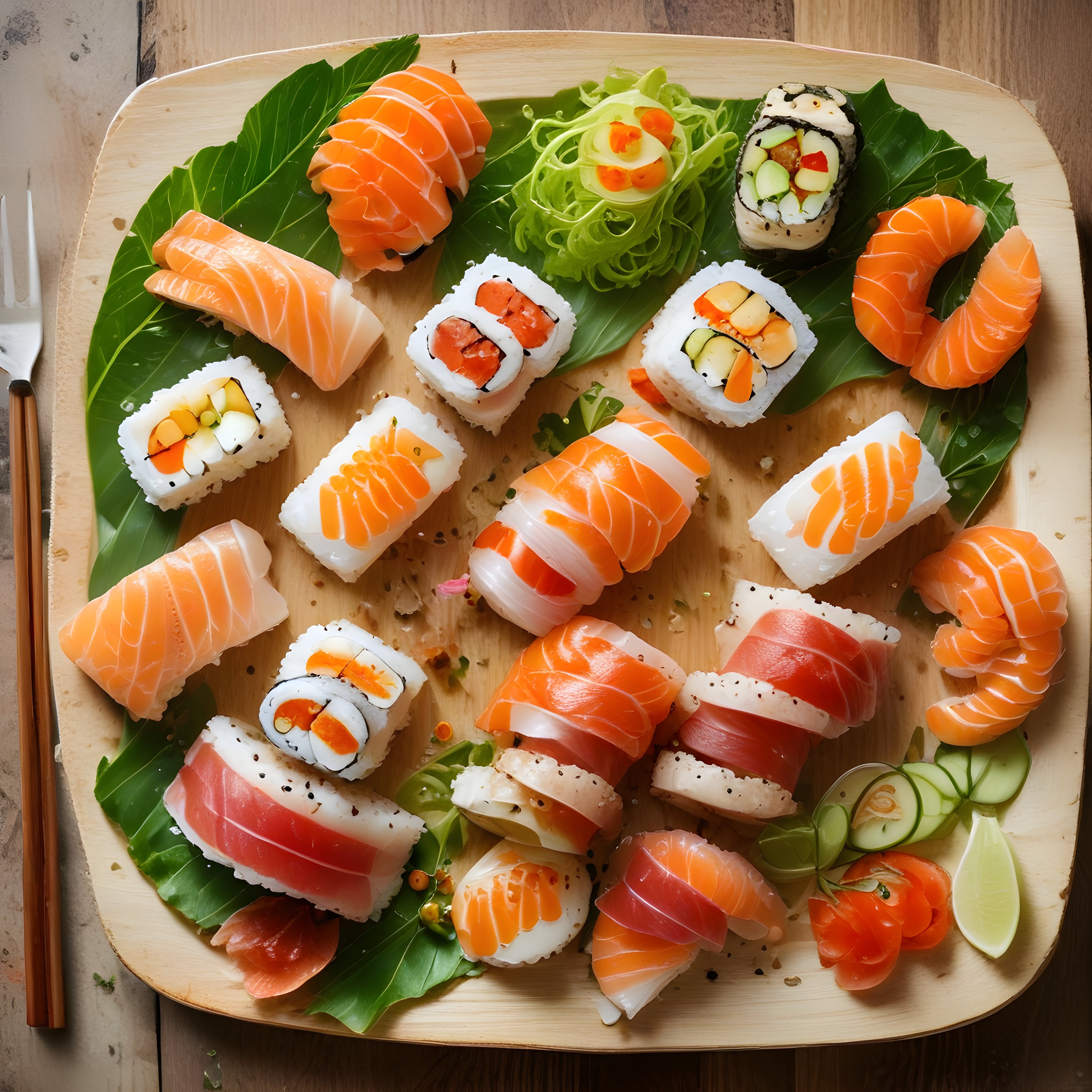 Taze Somon ve Ton Balıklı Sushi Çeşitleriyle Gösterişli Japon Mutfağı Sunumu