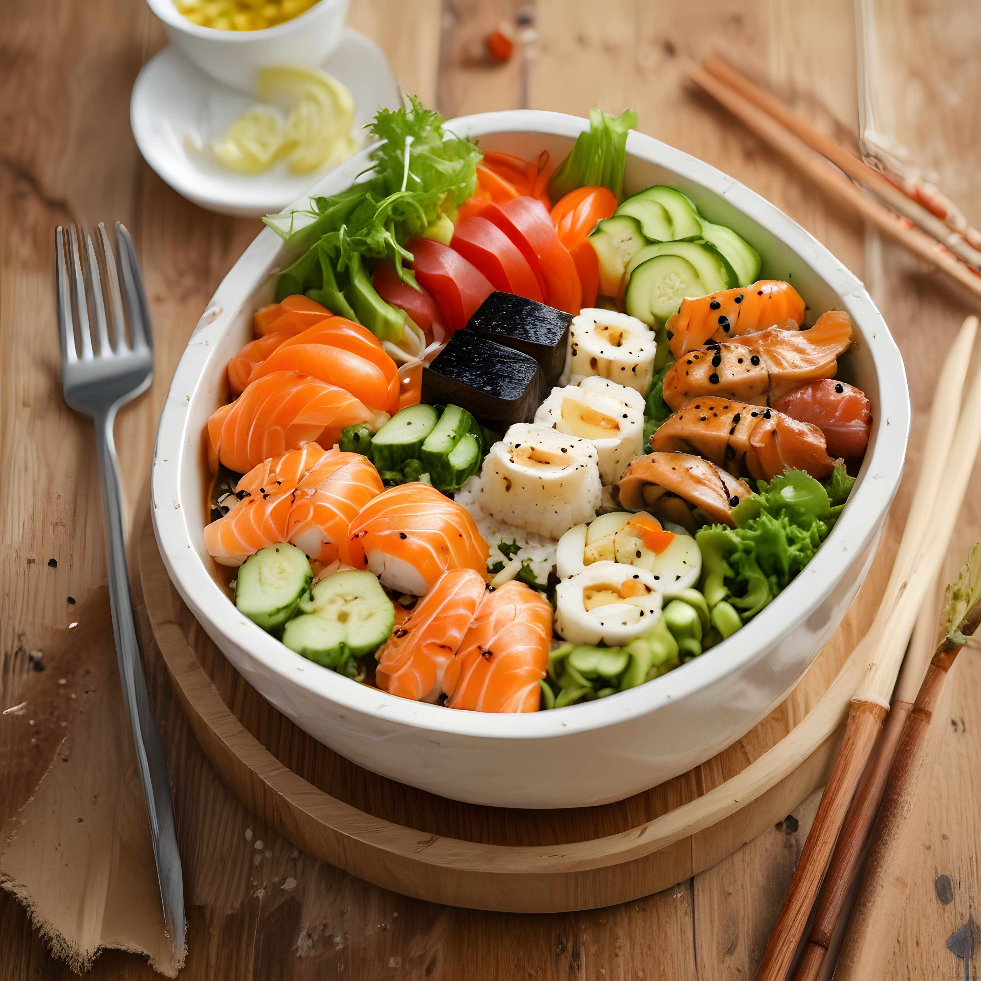 Taze Somonlu Poke Bowl: Avokado ve Salatalıkla Renkli Sağlıklı Kase