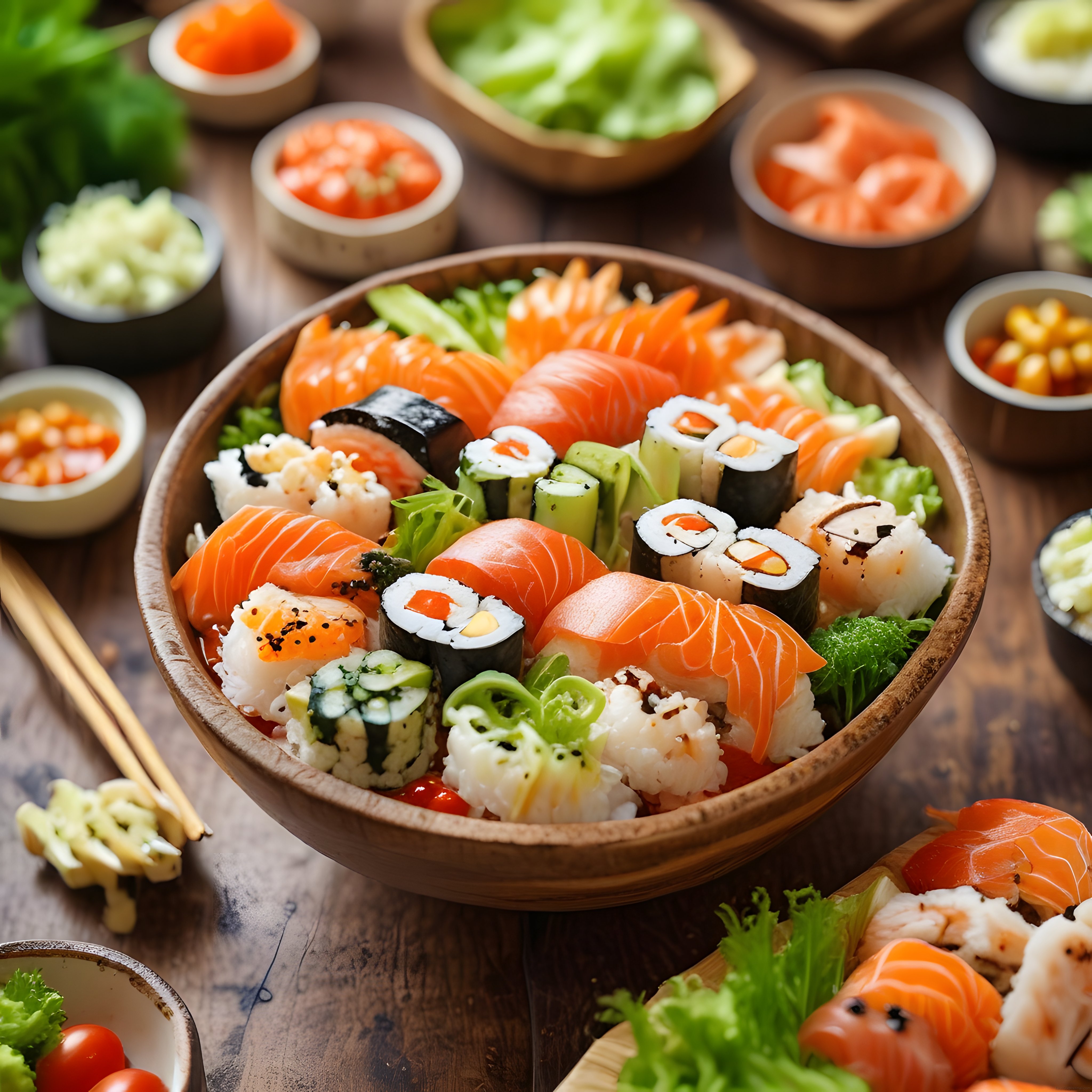 Taze Somonlu Sushi ve Sashimi Çeşitleriyle Japon Mutfağından Şık Bir Sunum