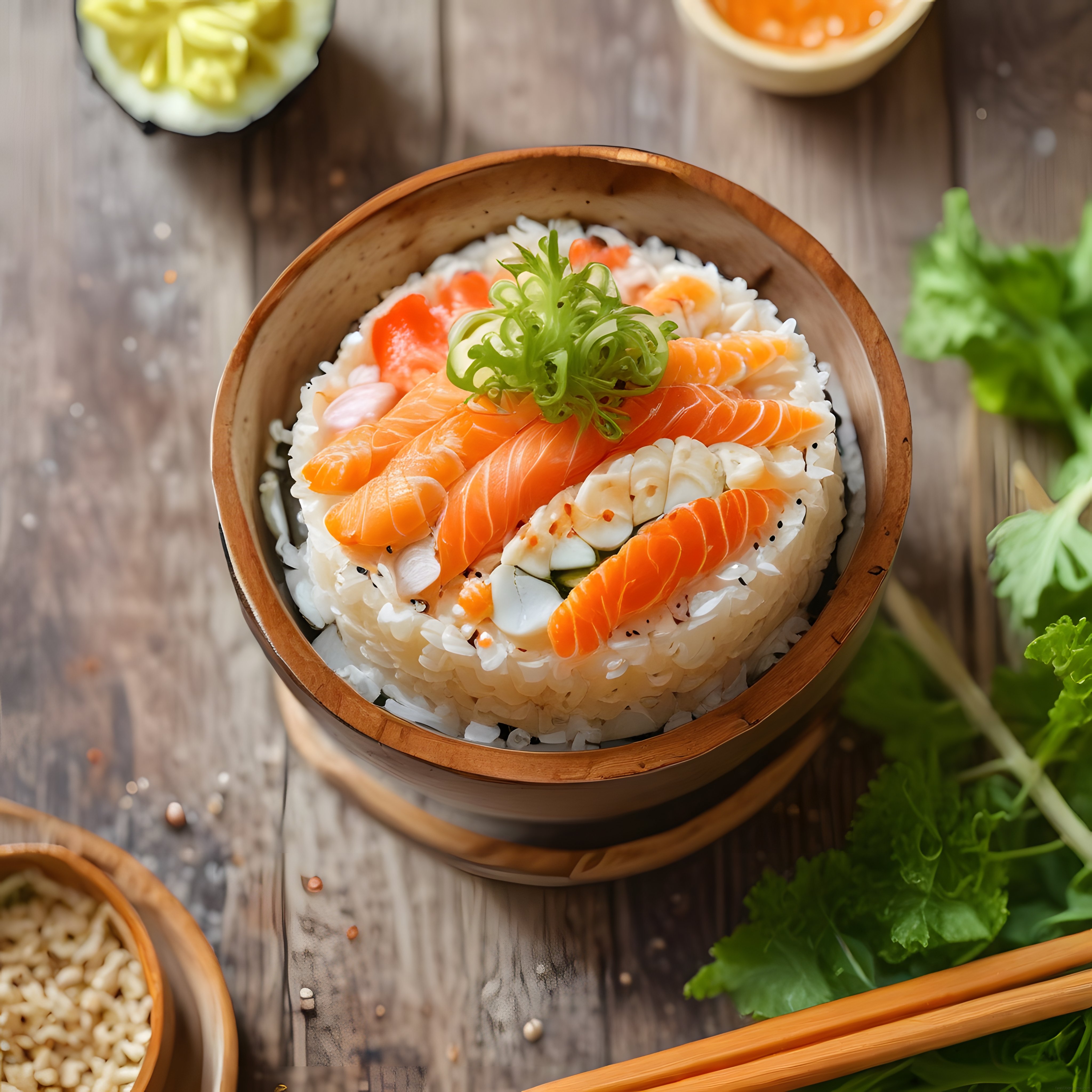 Taze Somonlu ve Yengeçli Japon Poke Bowl: Sağlıklı ve Lezzetli Sushi Kasesi