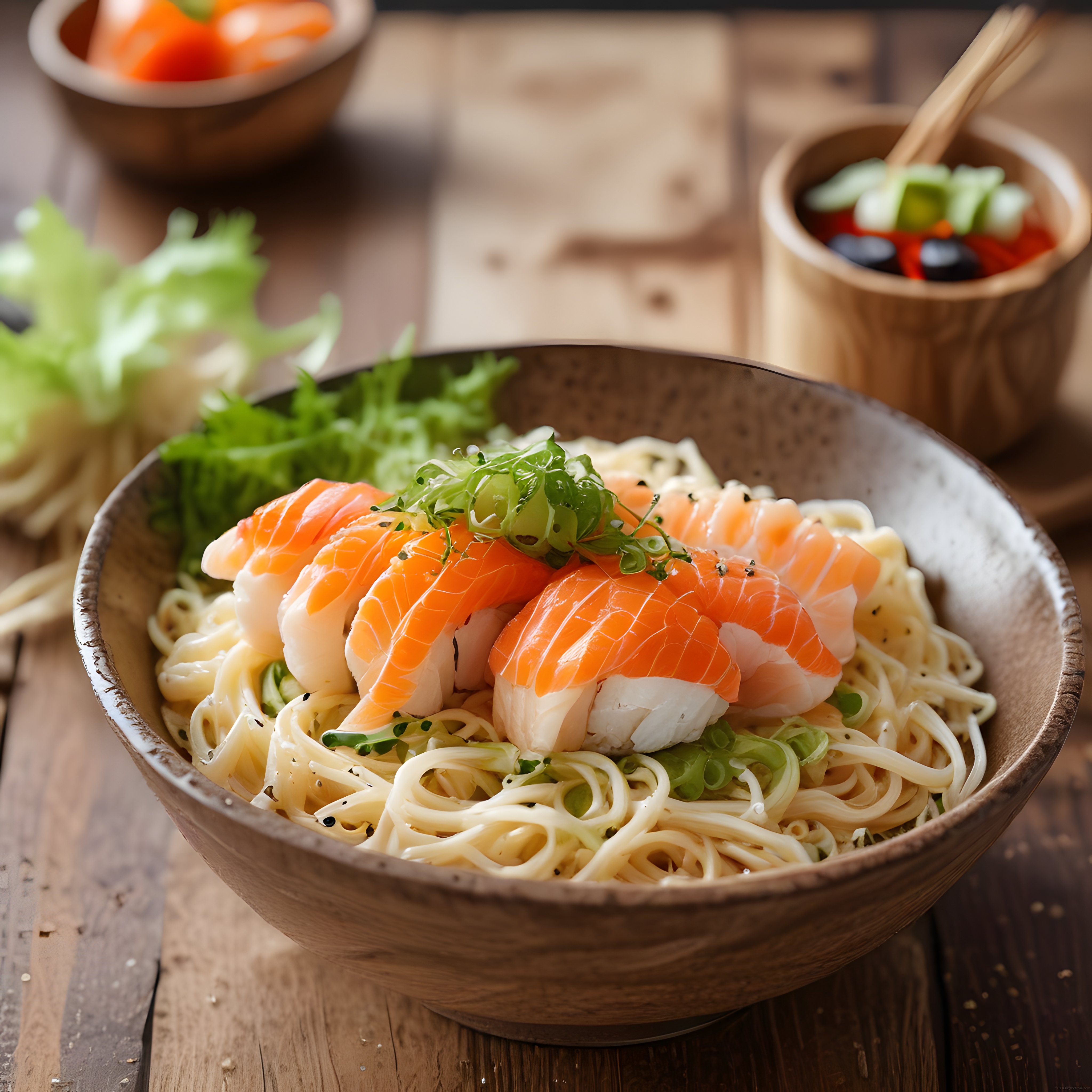 Taze Somonlu ve Yeşil Soğanlı Noodle Kasesi: Sağlıklı ve Lezzetli Asya Mutfağı