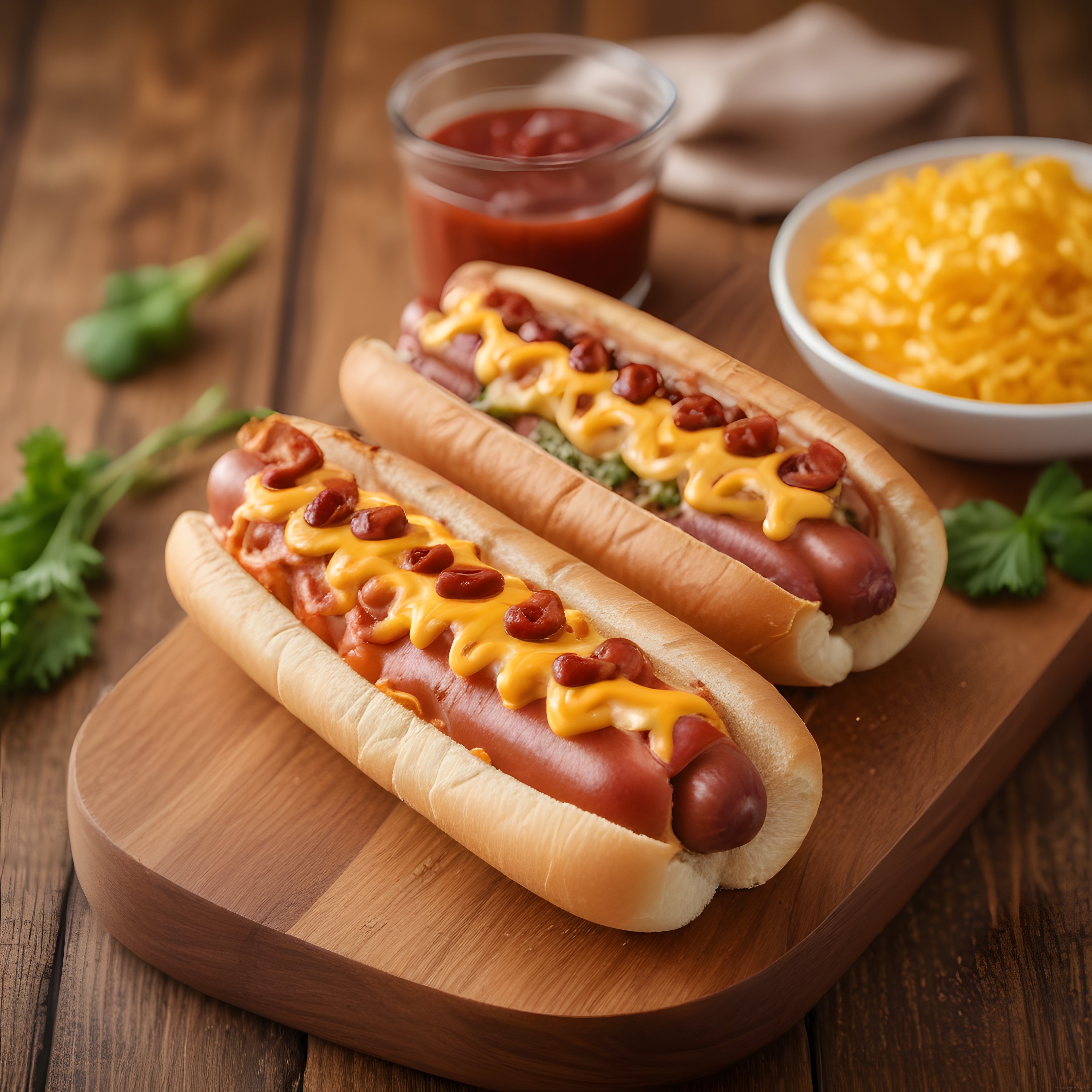 Taze Sosisli Sandviç: Erimiş Cheddar ve Chili Soslu Hot Dog Sunumu