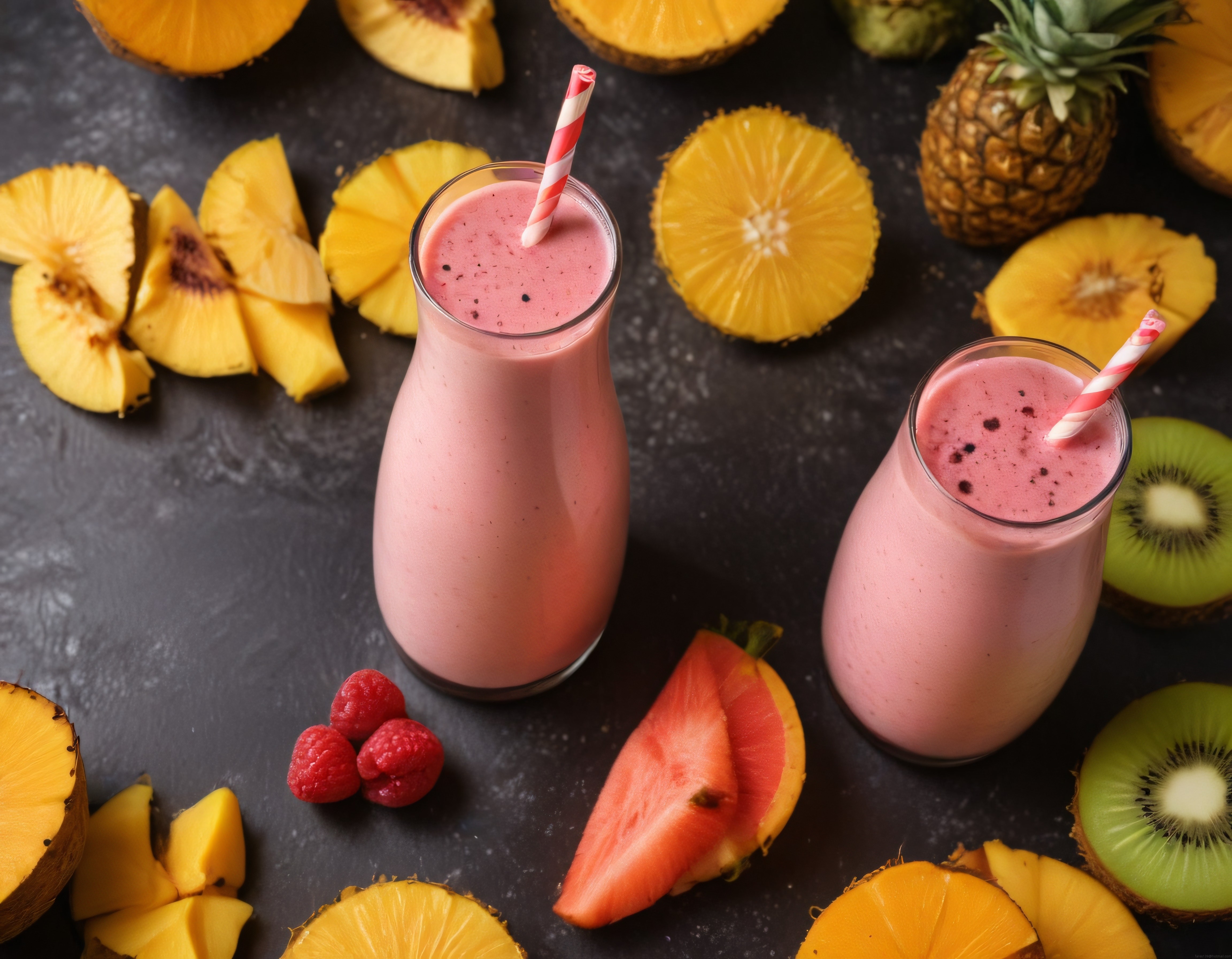 Taze Tropikal Meyveli Ev Yapımı Smoothie İçecek Tarifi ve Sunumu