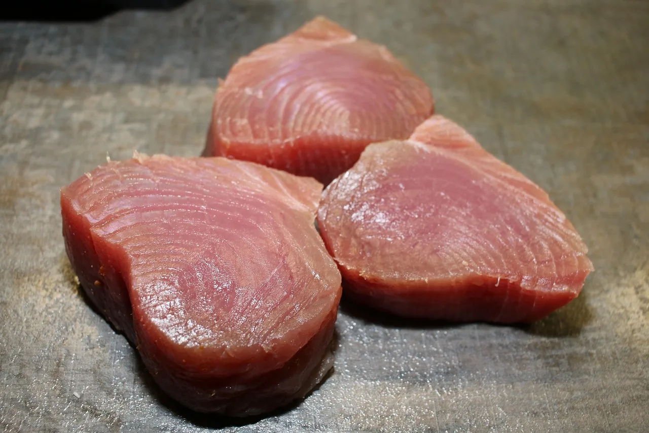 Taze tuna fileto sushi tabağı - sağlıklı deniz ürünleri
