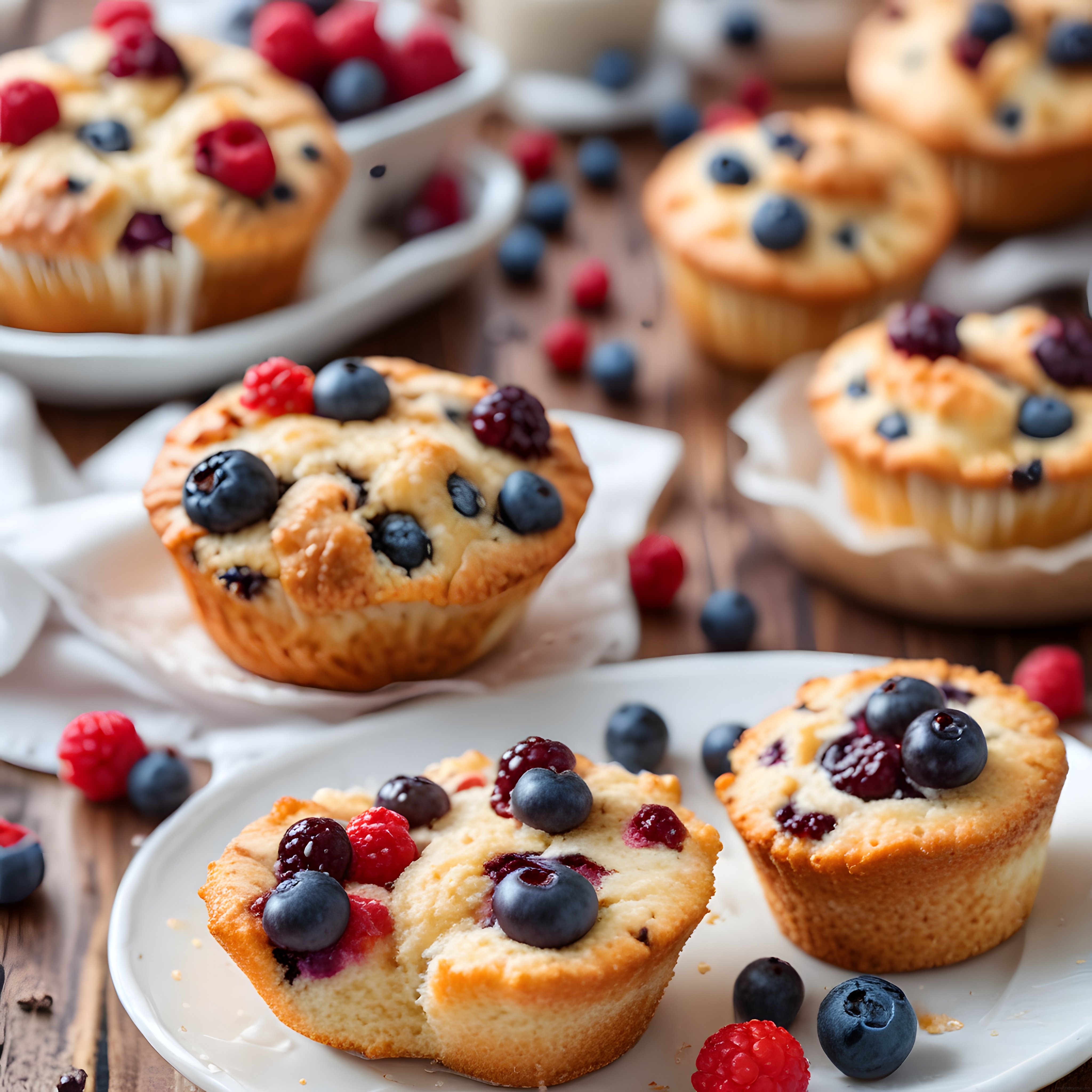 Taze Yaban Mersinli ve Ahududulu Muffinler: Ev Yapımı Tatlı Keyfi
