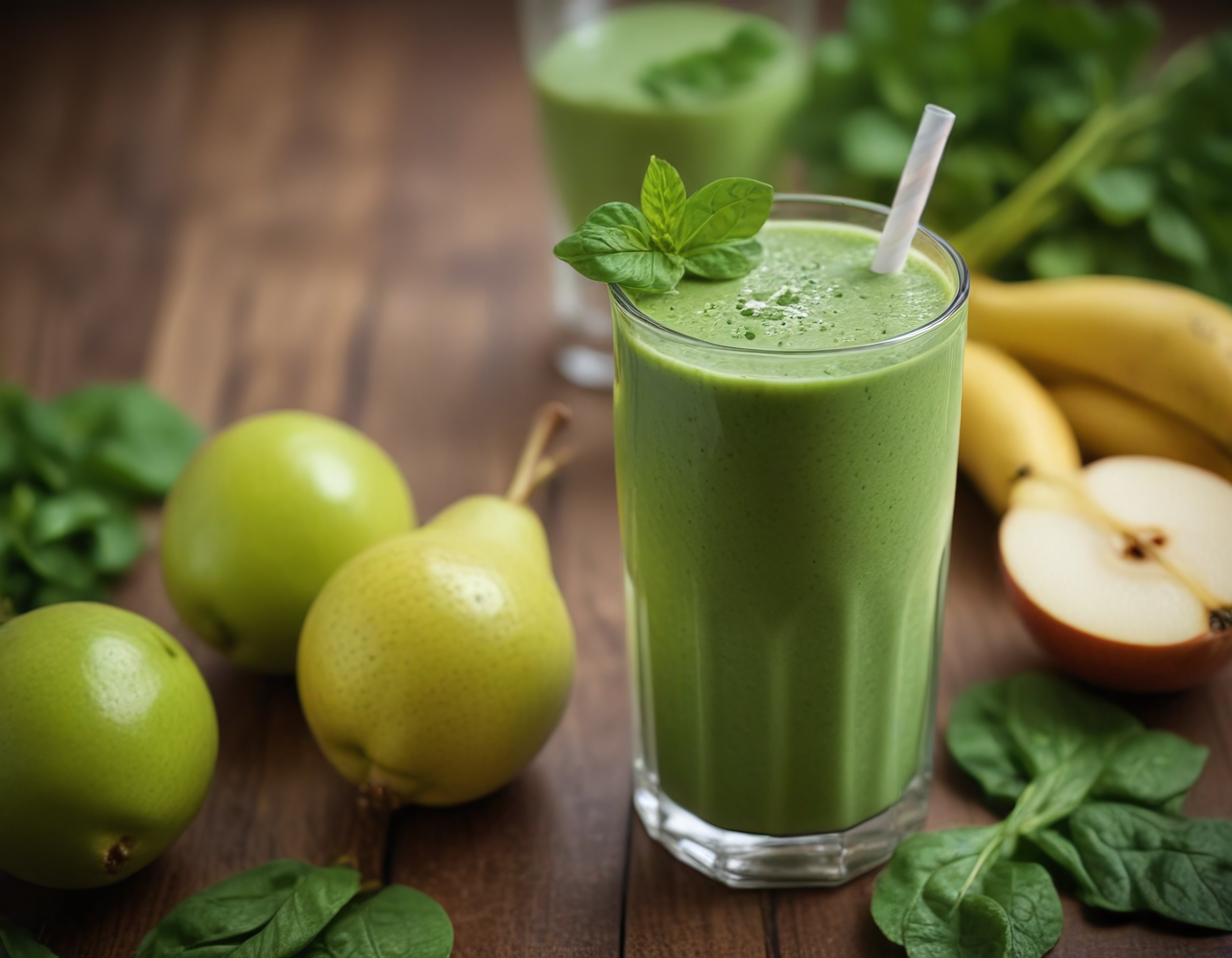 Taze Yeşil Detoks Smoothie: Armut, Elma, Muz ve Ispanaklı Sağlıklı İçecek