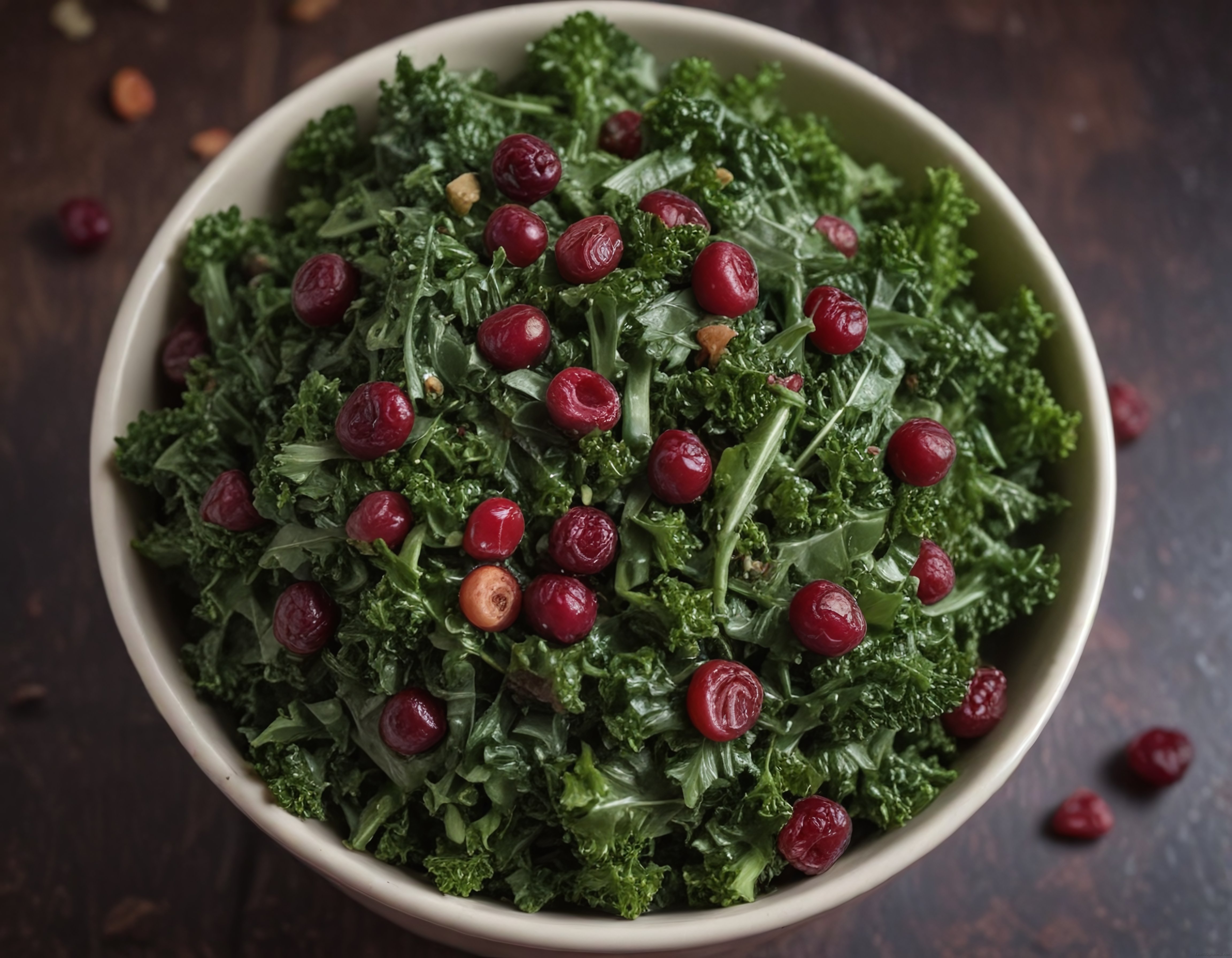 Taze Yeşil Salata Kasesi ve Kırmızı Meyveler ile Besleyici Sağlıklı Sunum