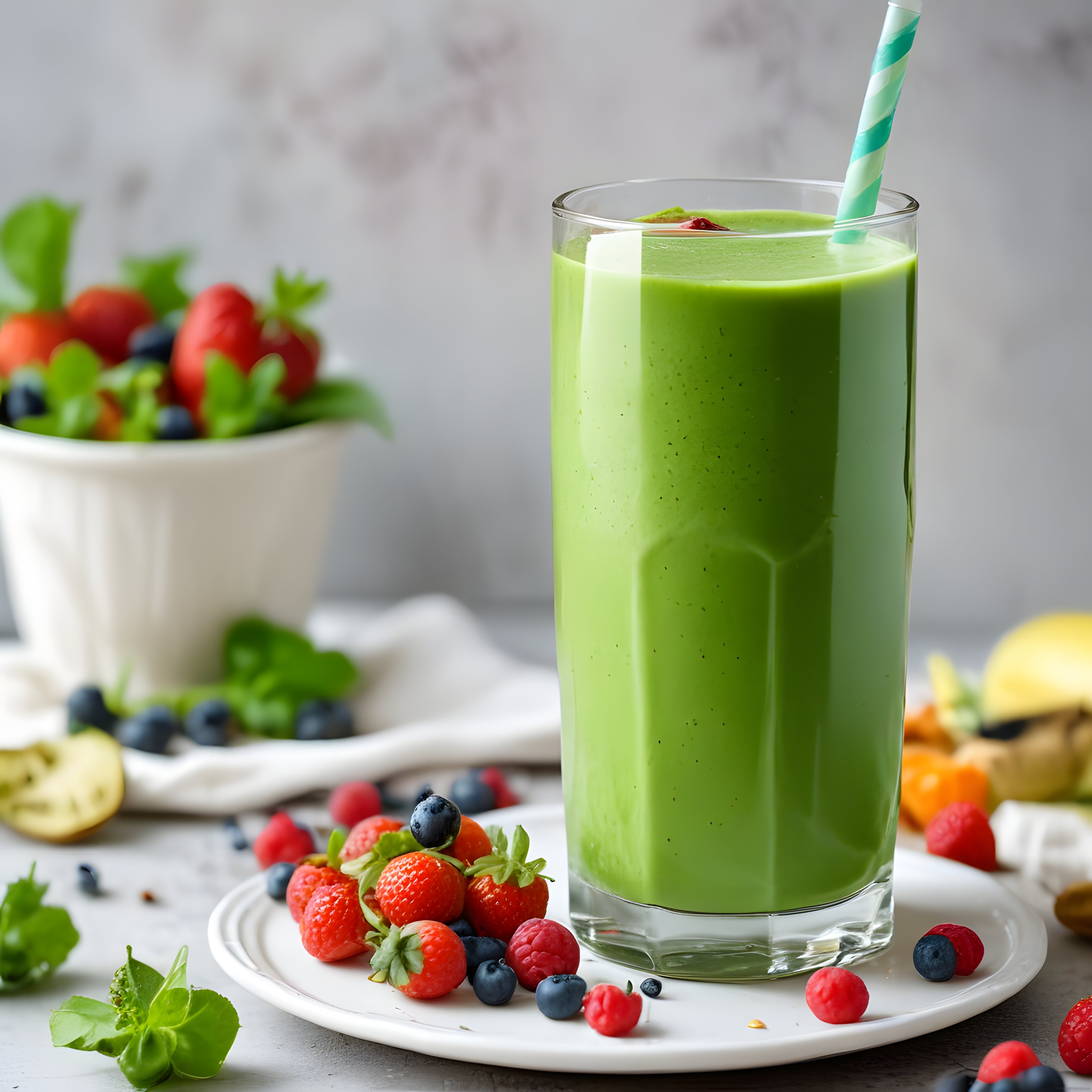 Taze Yeşil Smoothie ve Orman Meyveleri: Sağlıklı ve Lezzetli Bir İçecek Deneyimi