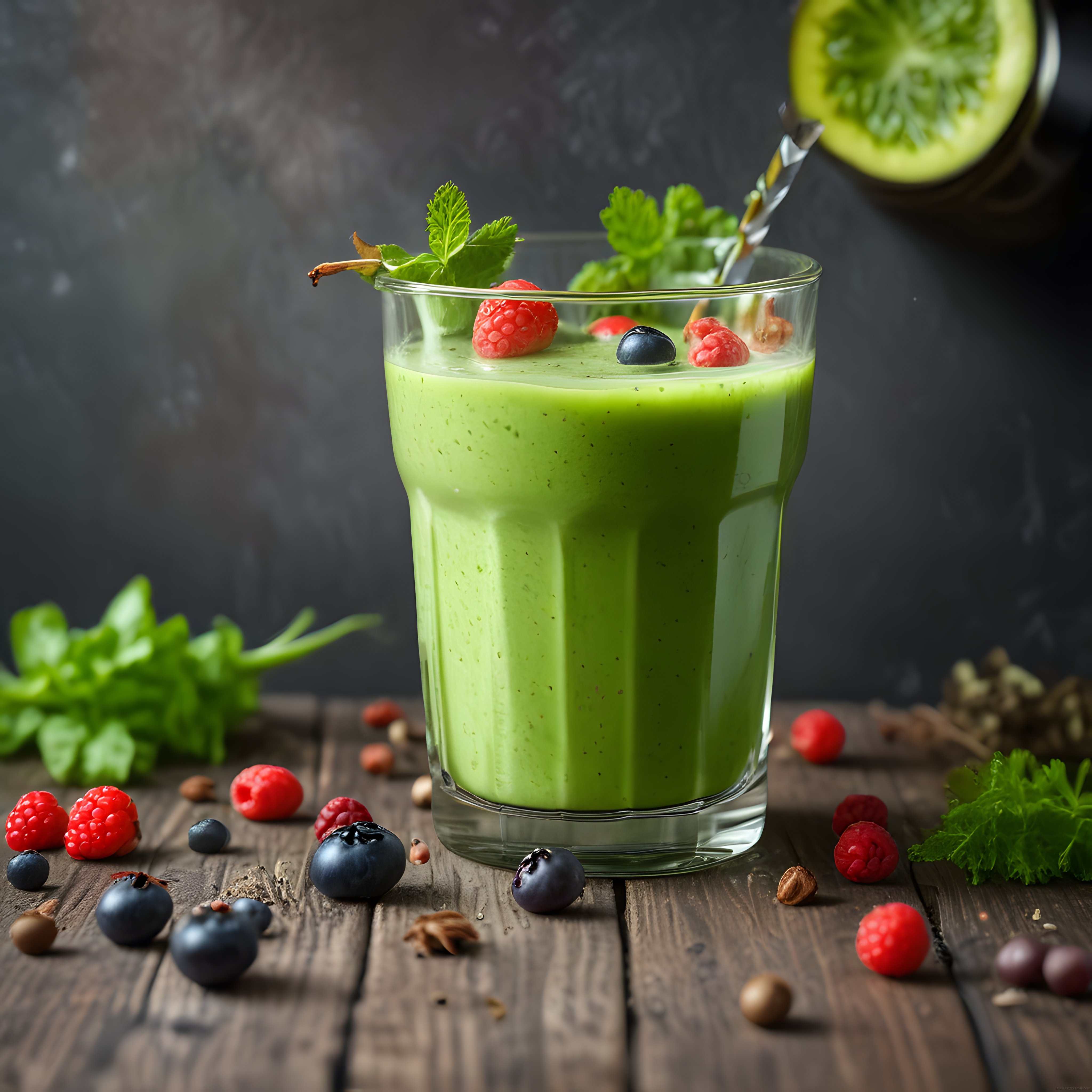 Taze Yeşil Smoothie ve Orman Meyveleriyle Besleyici ve Sağlıklı Bir Başlangıç