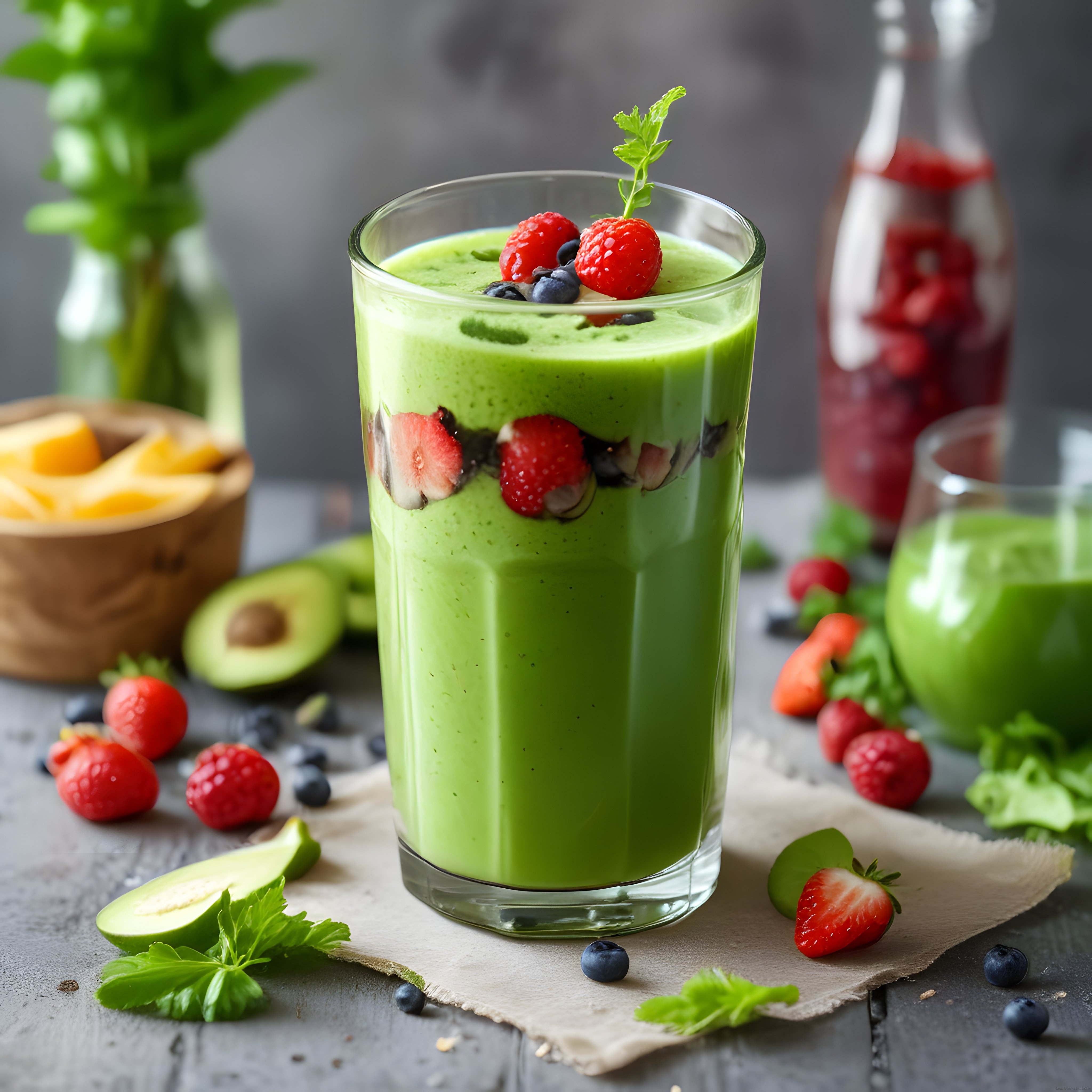 Taze Yeşillik ve Avokadolu Detoks Smoothie: Meyvelerle Süslenmiş Vitamin Deposu