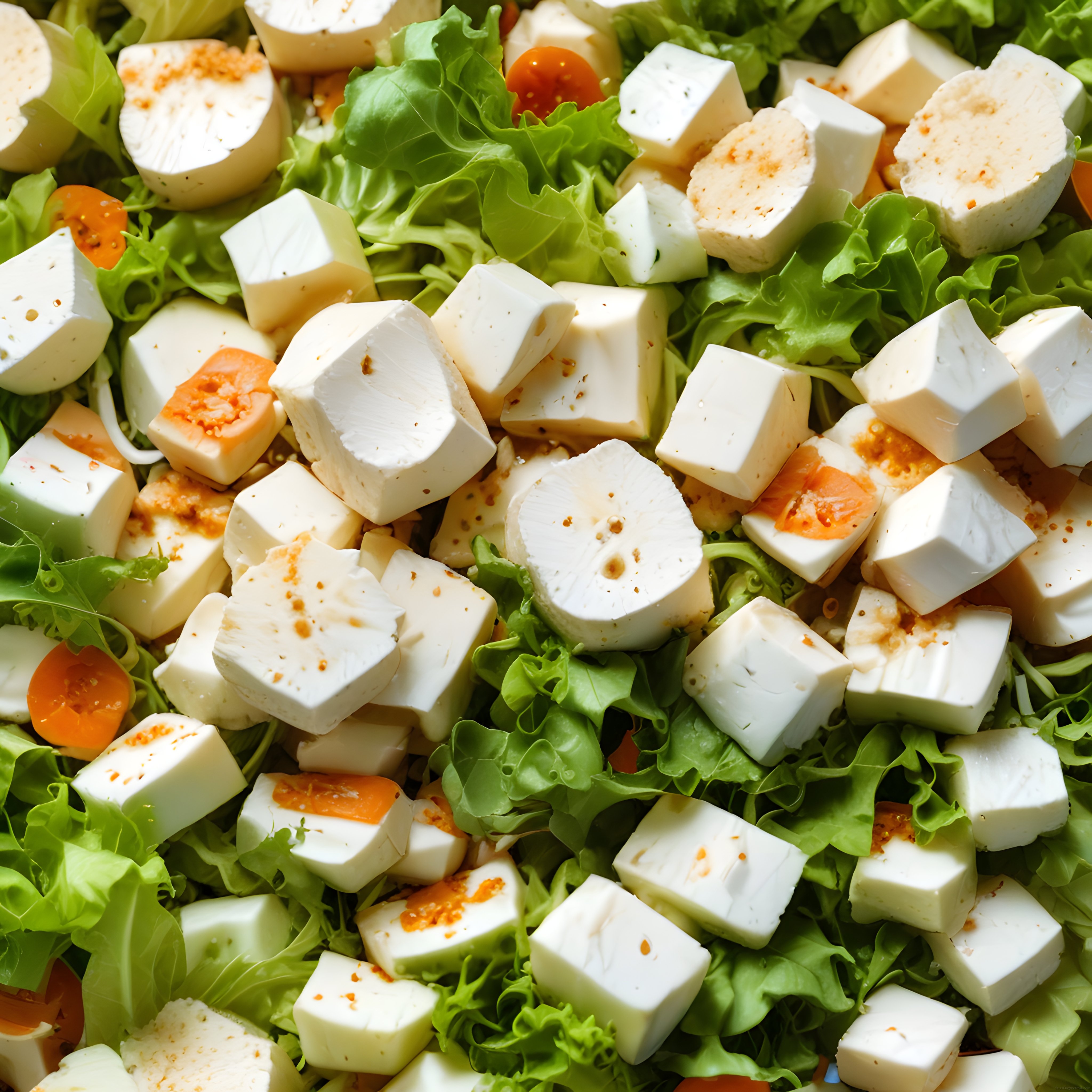 Taze Yeşillikler Üzerinde Beyaz Peynir ve Haşlanmış Yumurtalı Sağlıklı Salata