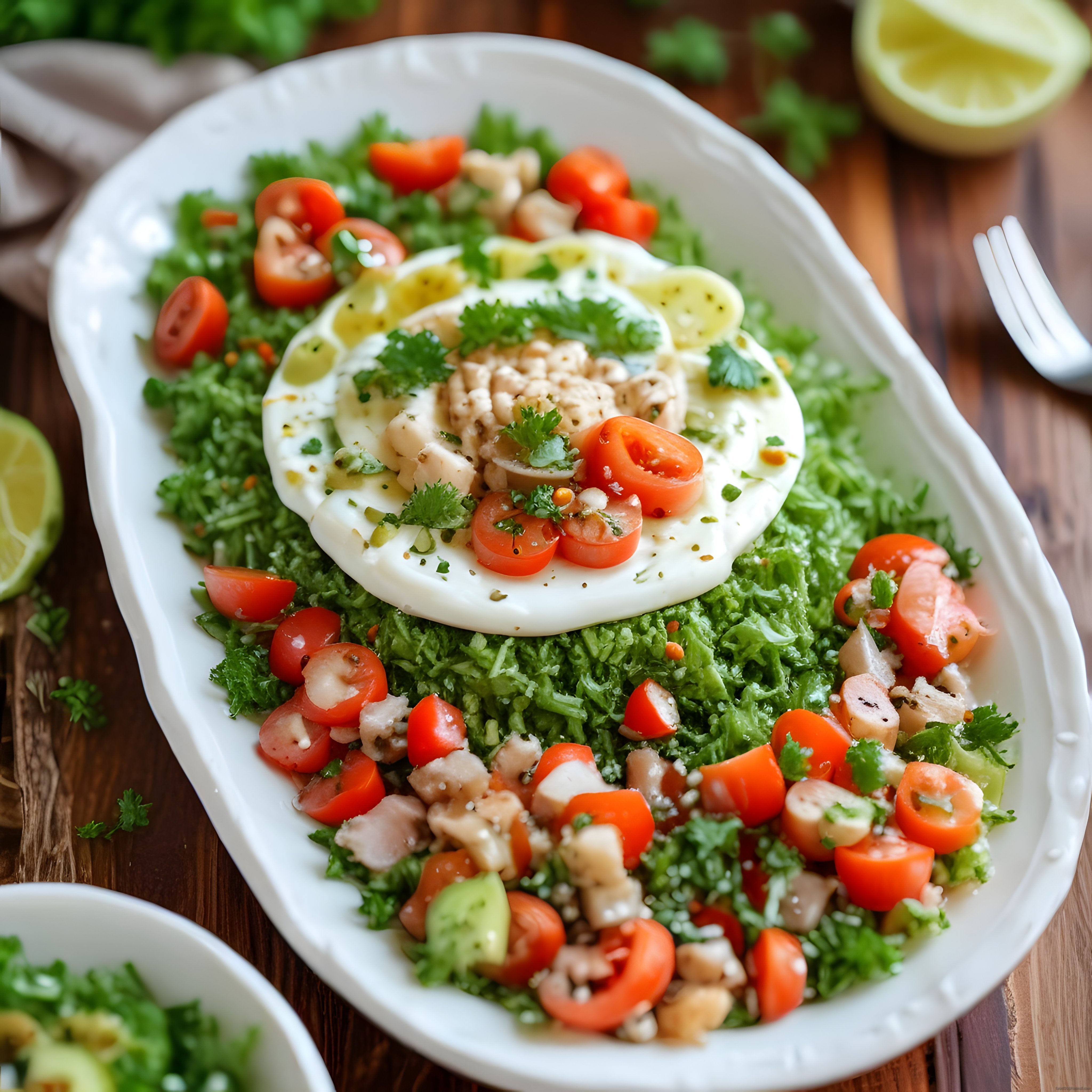 Taze Yeşillikler ve Izgara Tavuklu Protein Dolu Sağlıklı Salata Kasesi