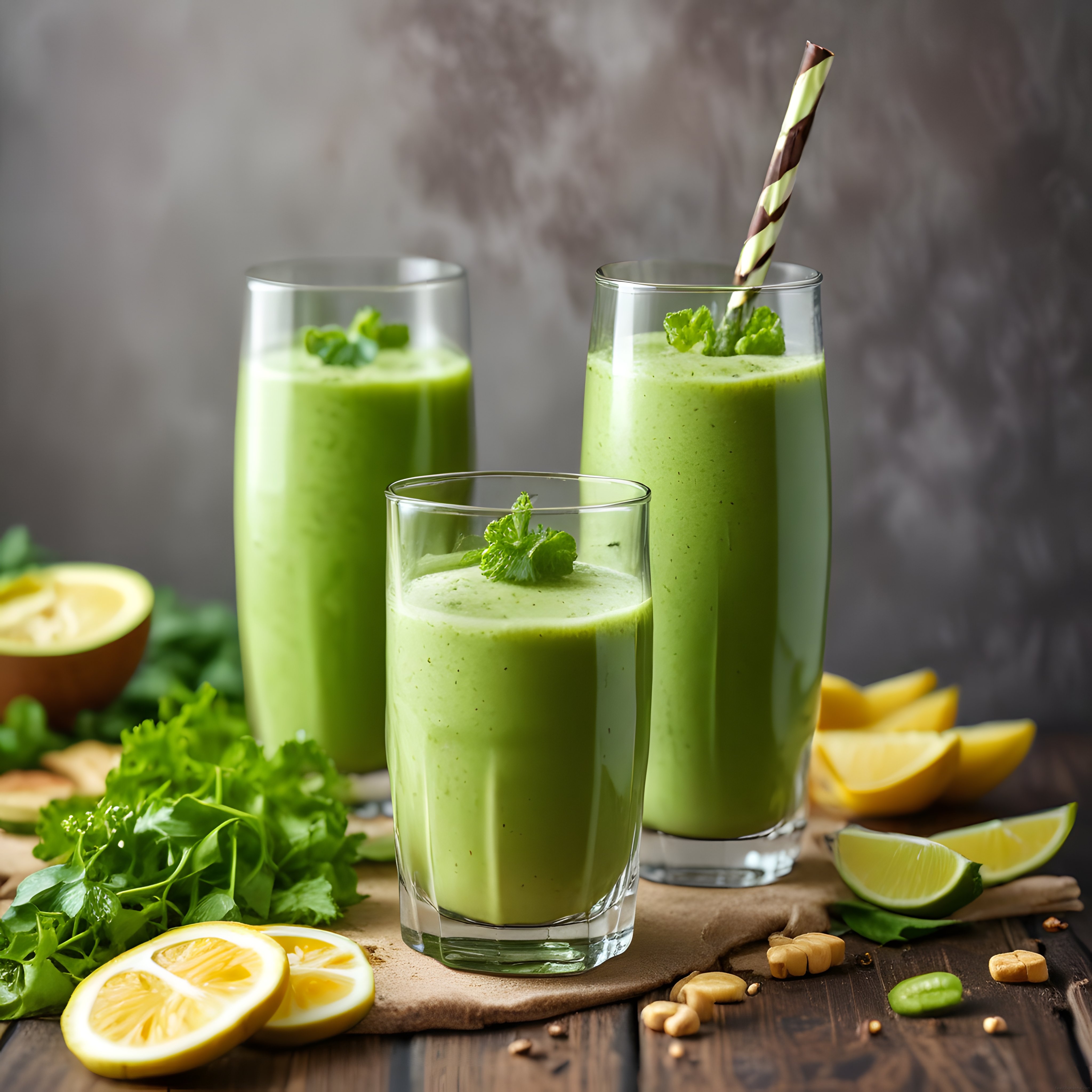 Taze Yeşillikler ve Limonla Zenginleştirilmiş Ferahlatıcı Yeşil Smoothie
