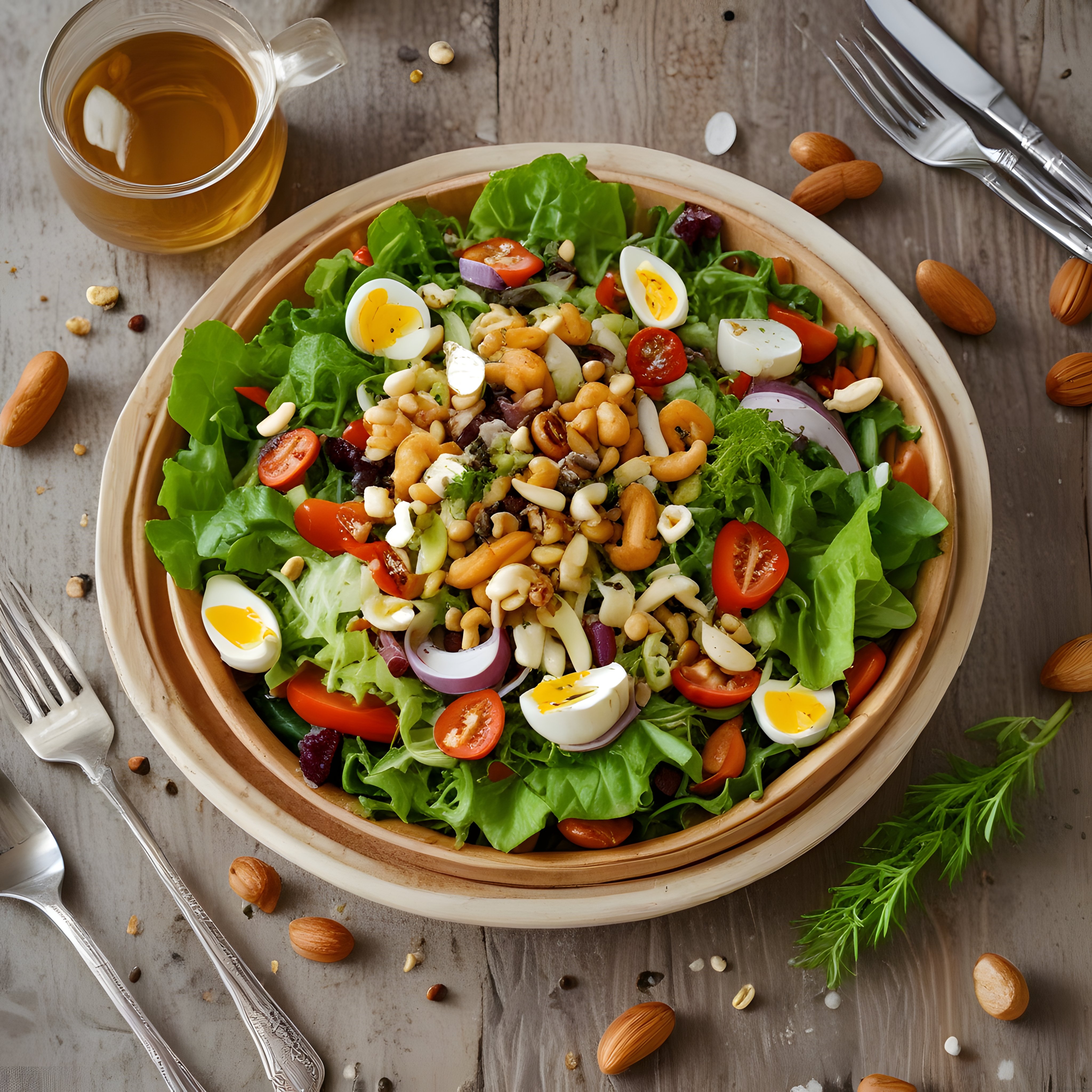 Taze Yeşillikli Protein Deposu Salata Tarifi ve Zeytinyağı Sosu