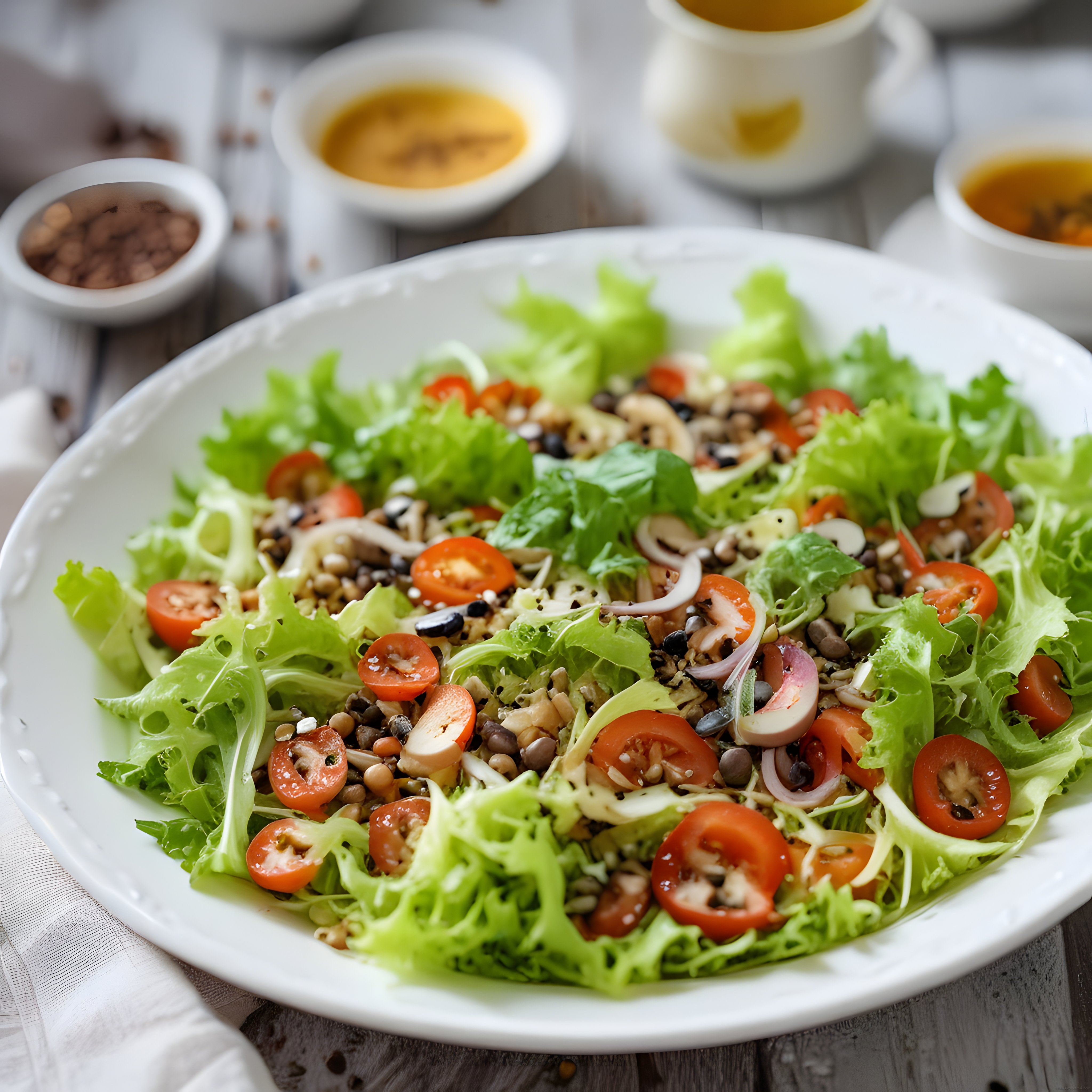 Taze Yeşillikli ve Baklagilli Vitamin Deposu Sağlıklı Salata Tarifi