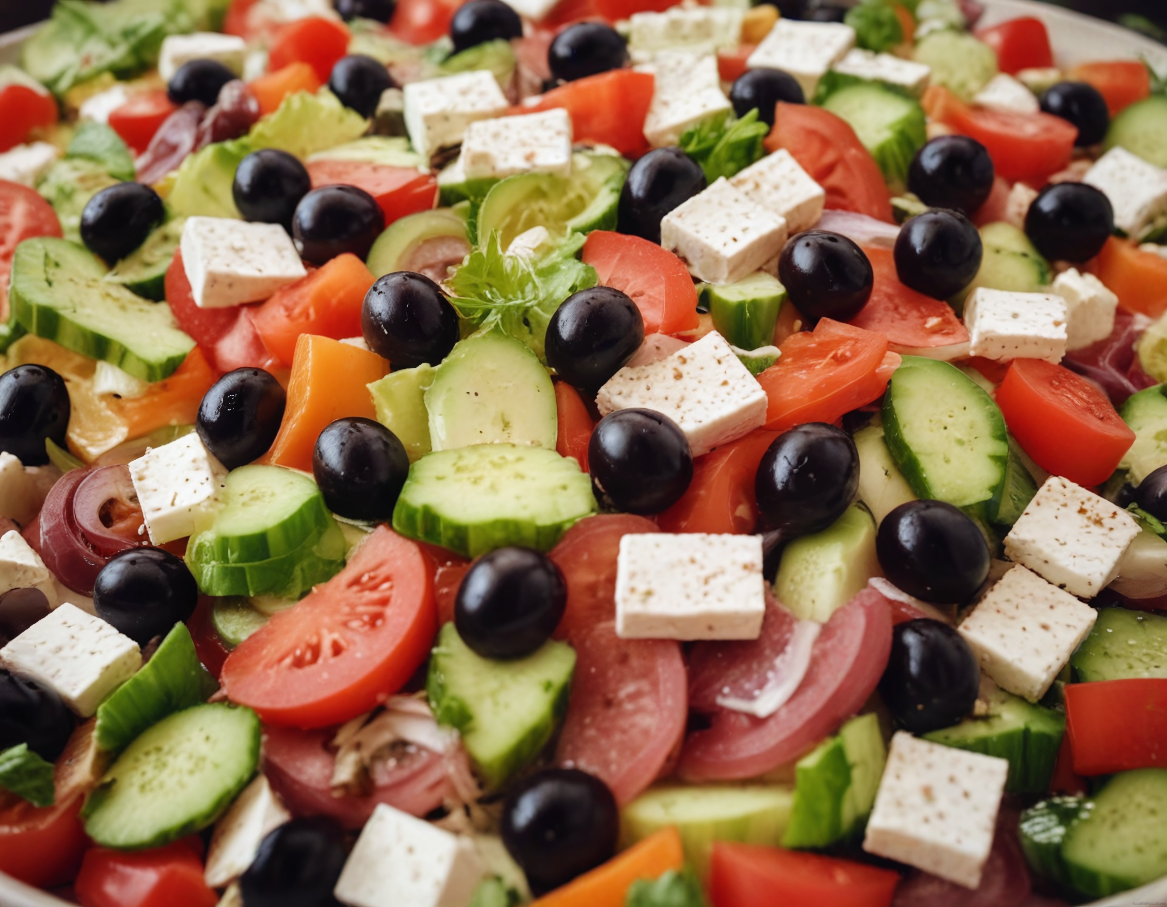 Taze Yunan Salatası: Domates, Salatalık, Zeytin ve Feta Peynirli Tarif