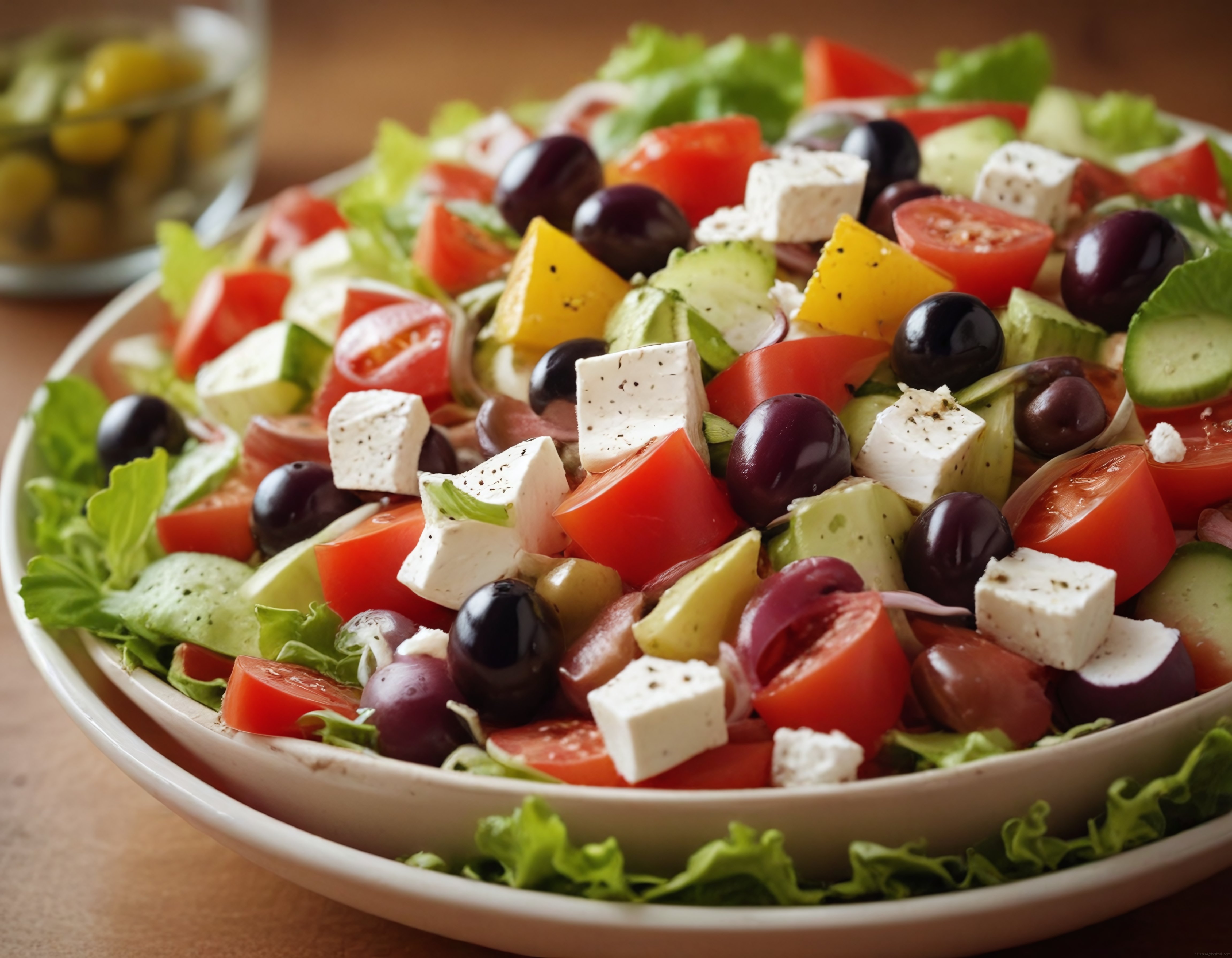 Taze Yunan Salatası: Feta Peyniri ve Zeytinli Sağlıklı Akdeniz Lezzeti