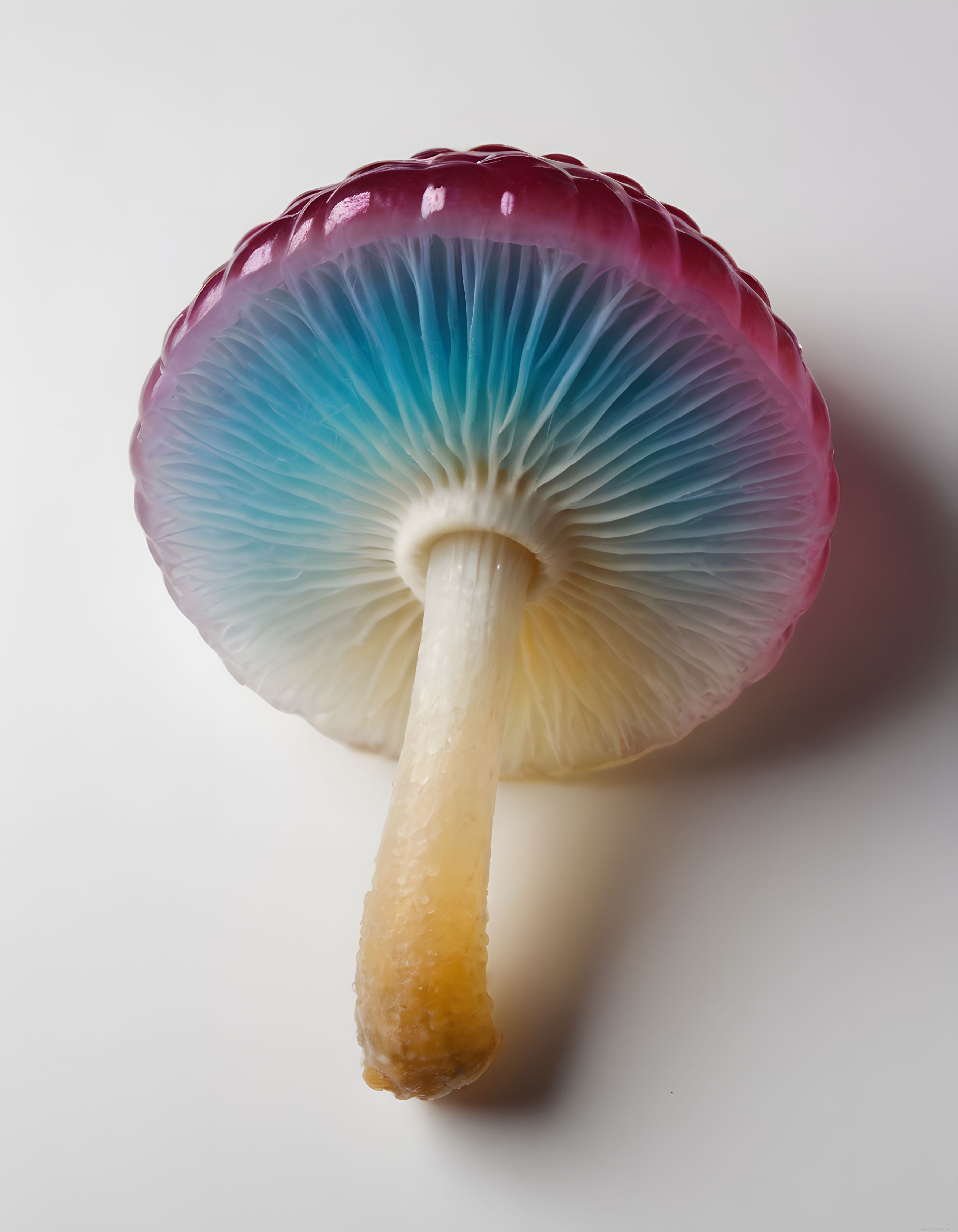 Tek Bir Renkli Mantarın Işıltılı Makro Stüdyo Fotoğrafı ve Detayları