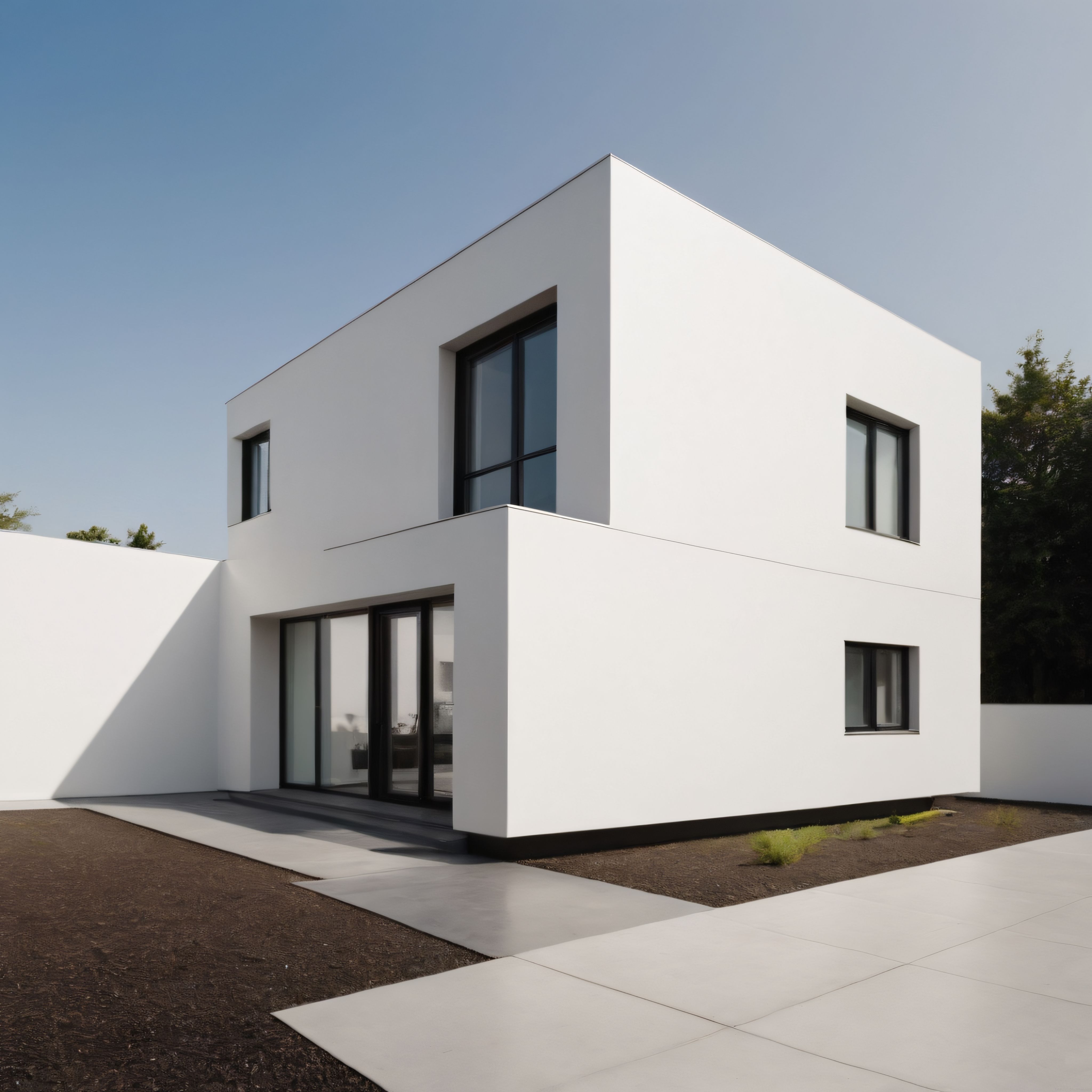 Temiz Çizgiler ve Kübik Formlarla Tasarlanmış Sıradışı Beyaz Modern Ev