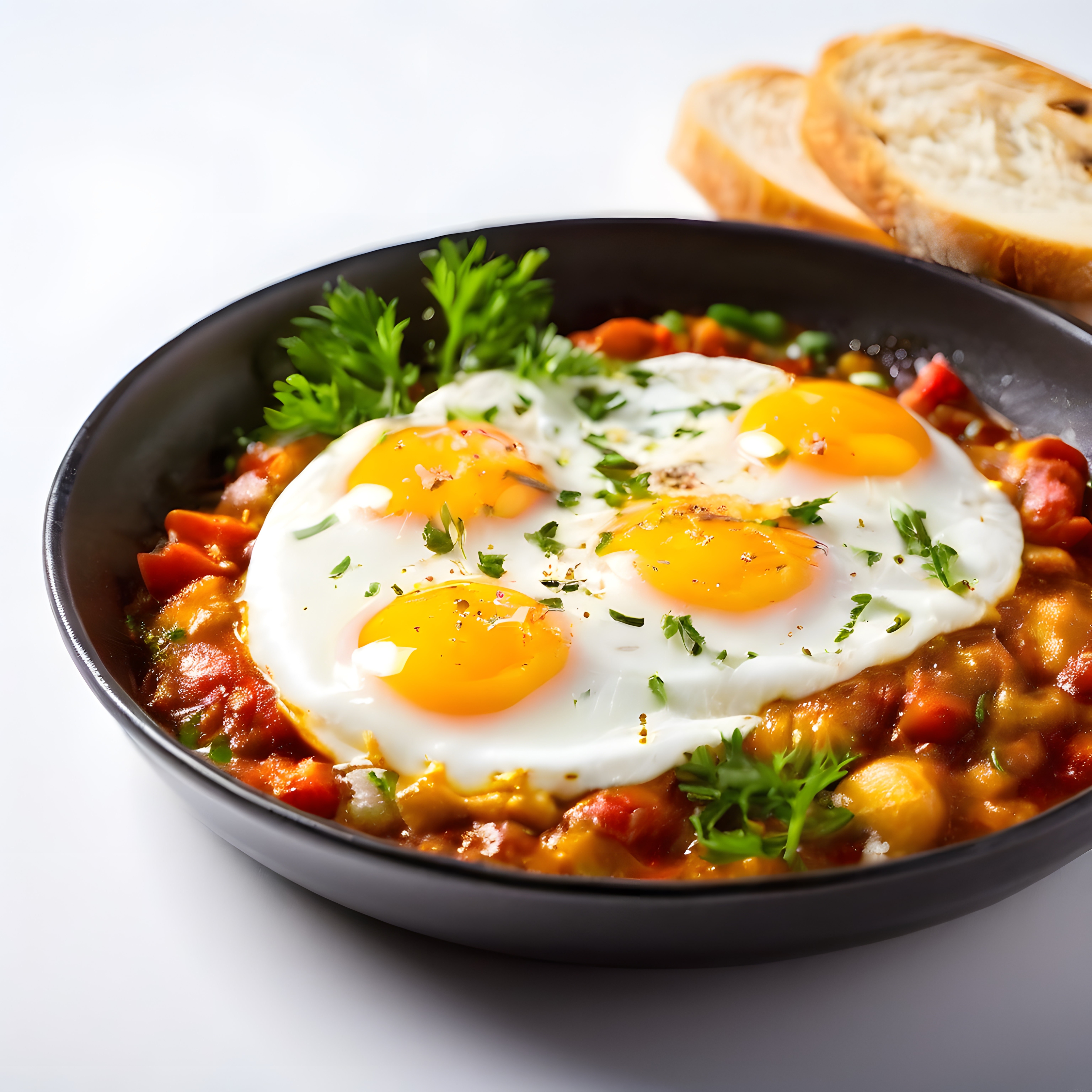 Tencerede Domates Soslu Yumurta: Sıcacık Kahvaltılık Lezzet ve Kızarmış Ekmek
