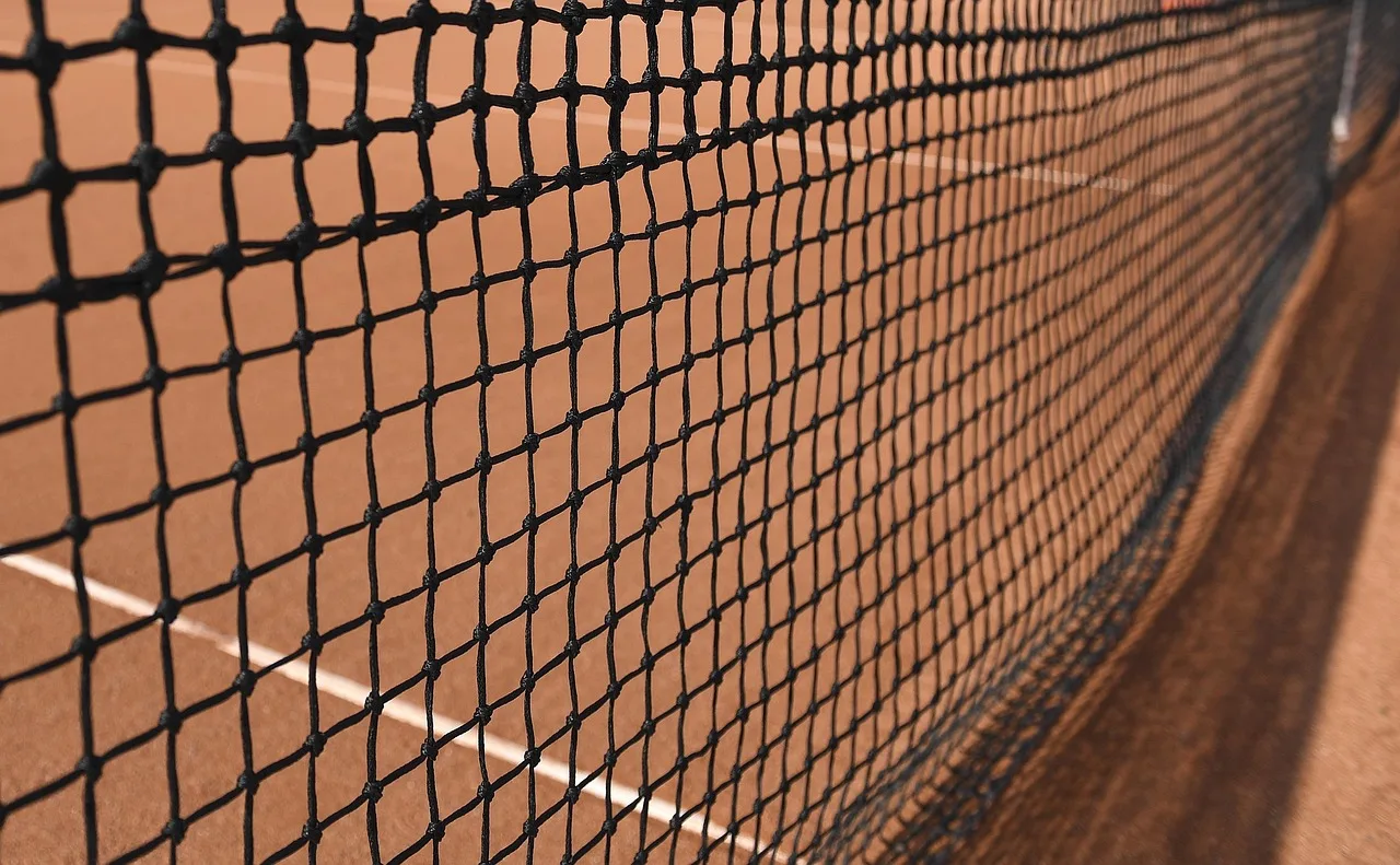 Tenis kortu çamurlu zeminde net görüntüsü