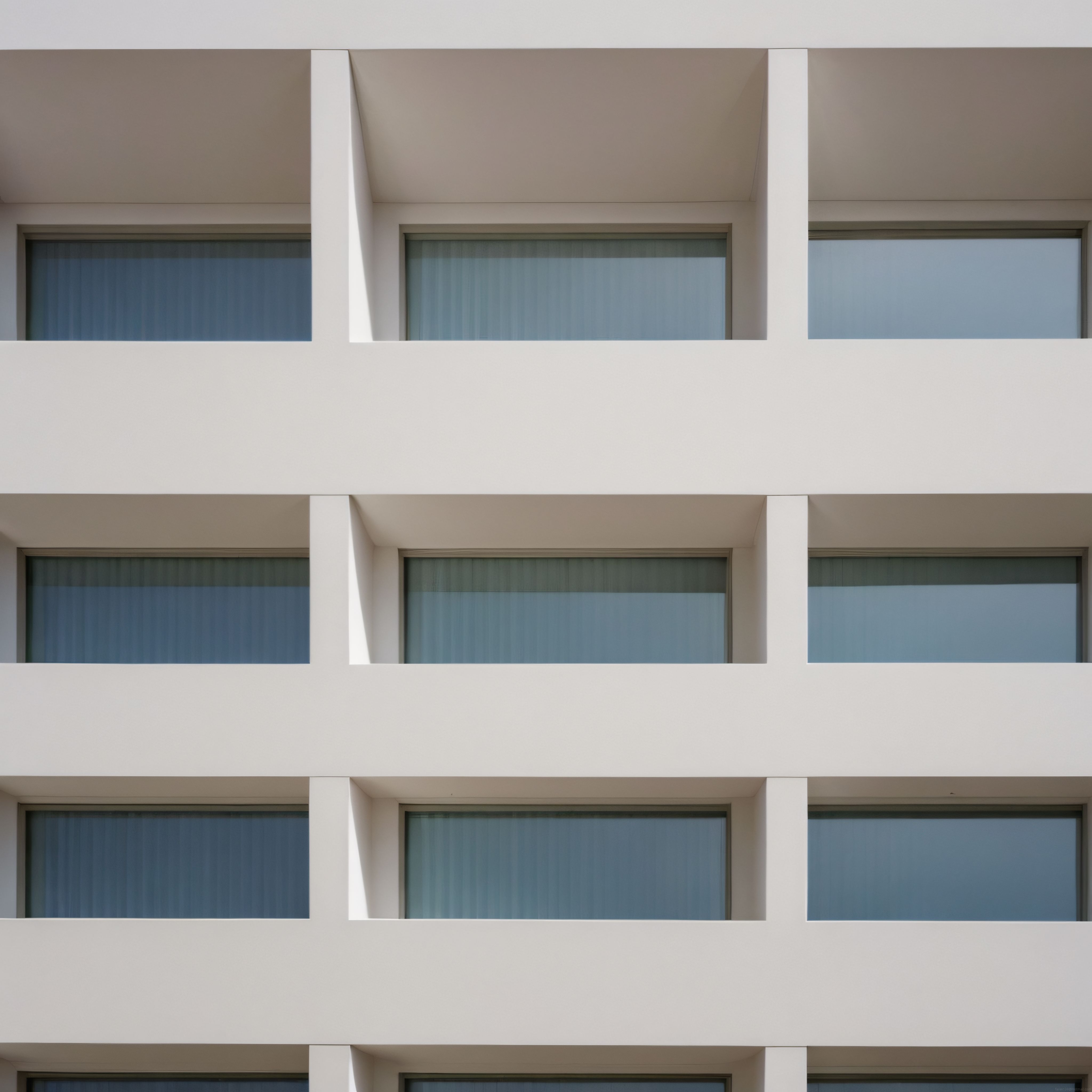 Tepeden Çekilmiş Modern Bina Cephesinde Geometrik Pencere ve Balkon Düzeni