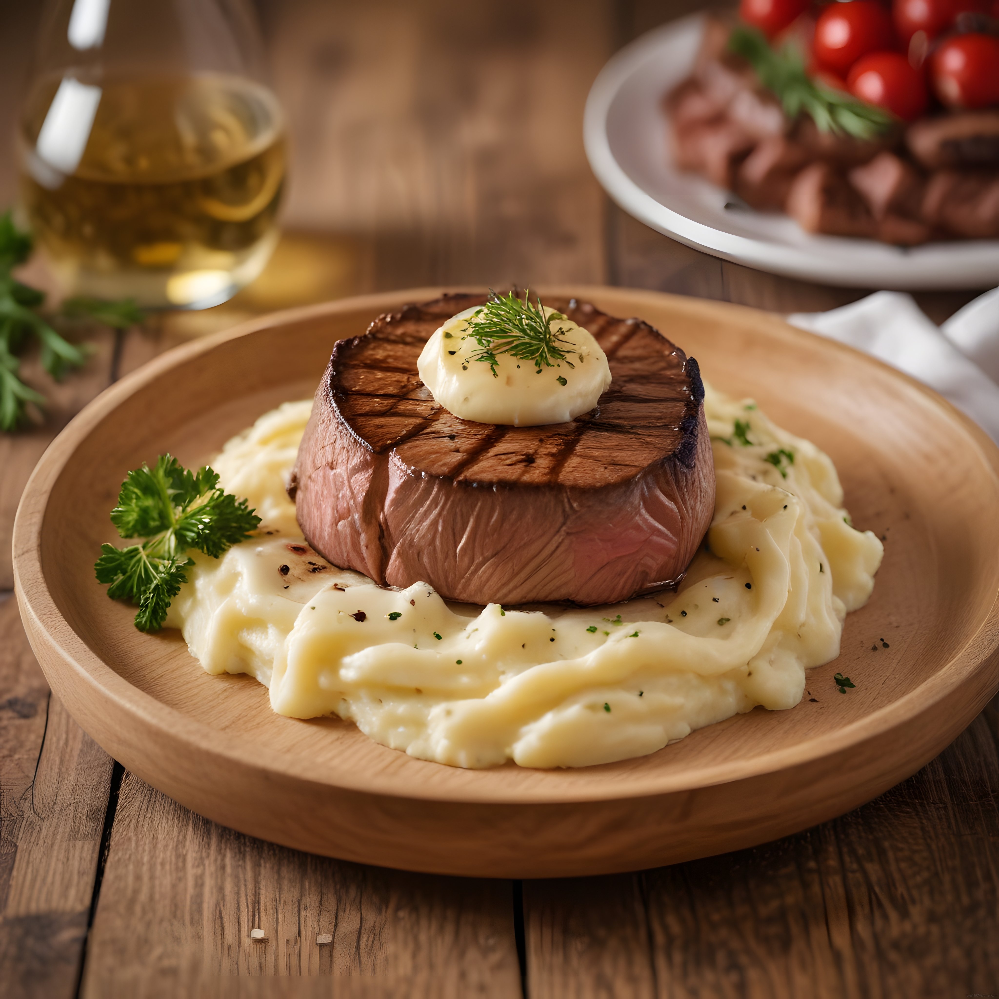 Tereyağlı Izgarada Bonfile ve Patates Püresiyle Şık Restoran Sunumu