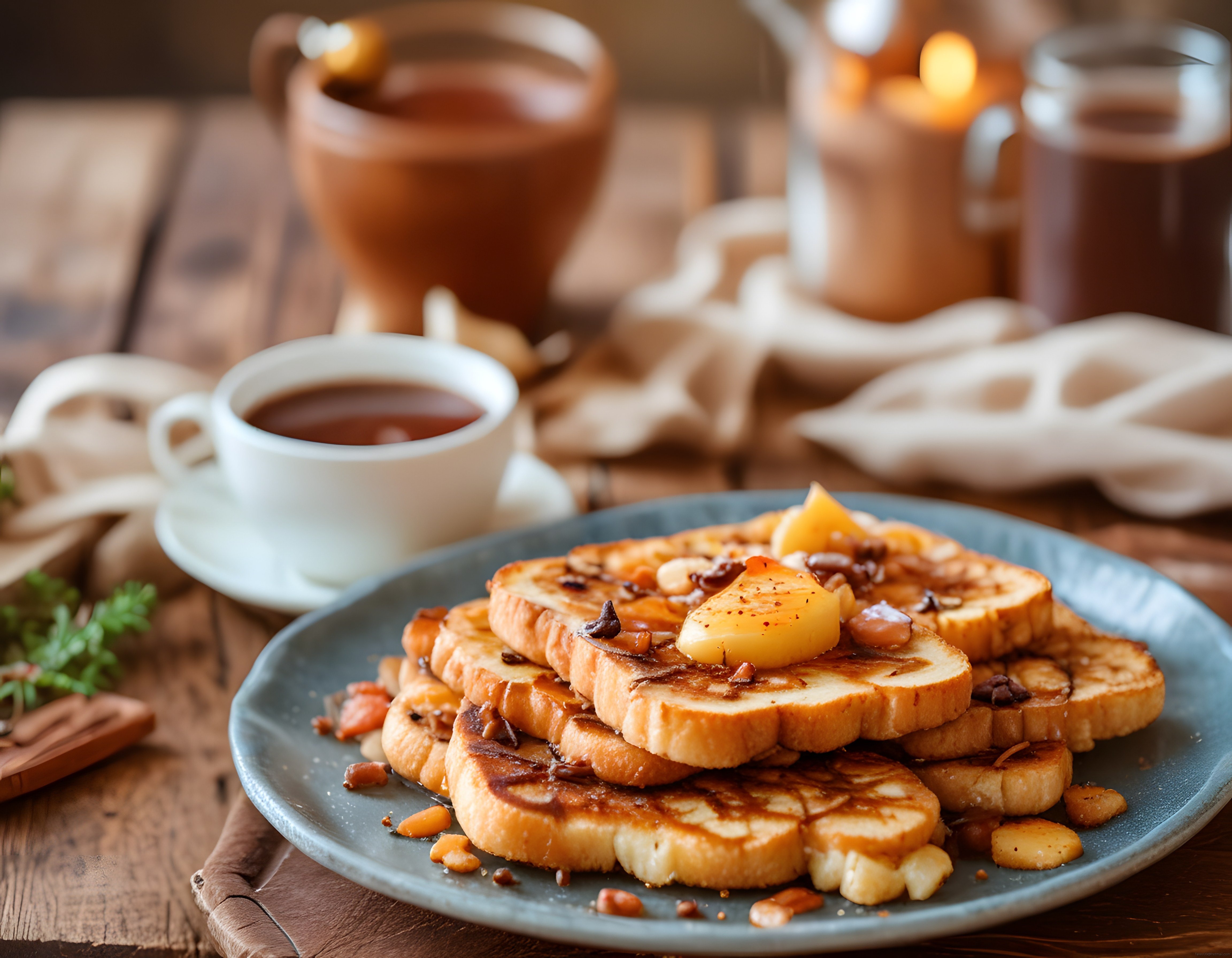 Tereyağlı ve Karamelize Fındıklı French Toast ile Sıcacık Kahvaltı Keyfi