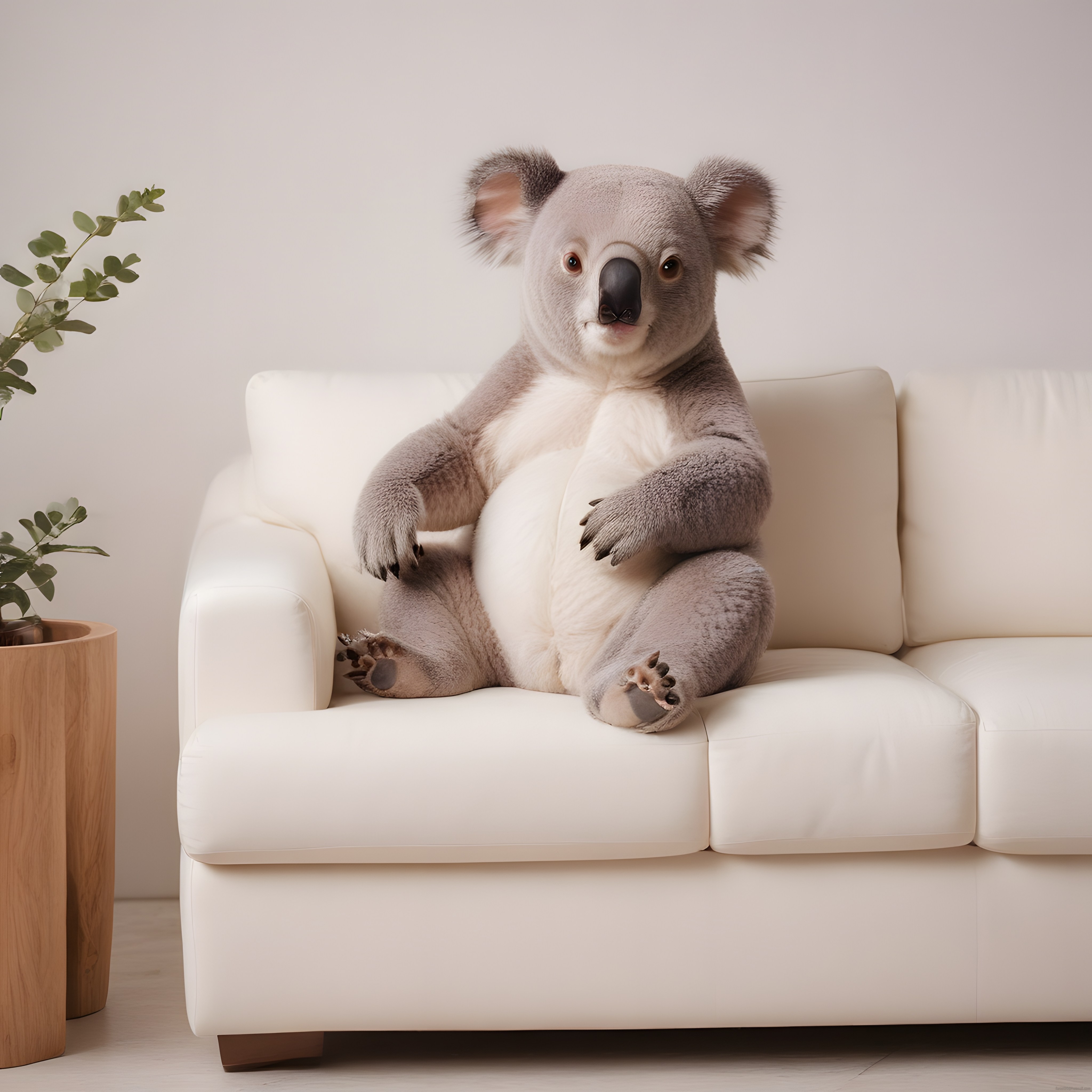 tıpkı gerçek gibi dev pelüş koala oyuncağı koltukta rahatına bakıyor
