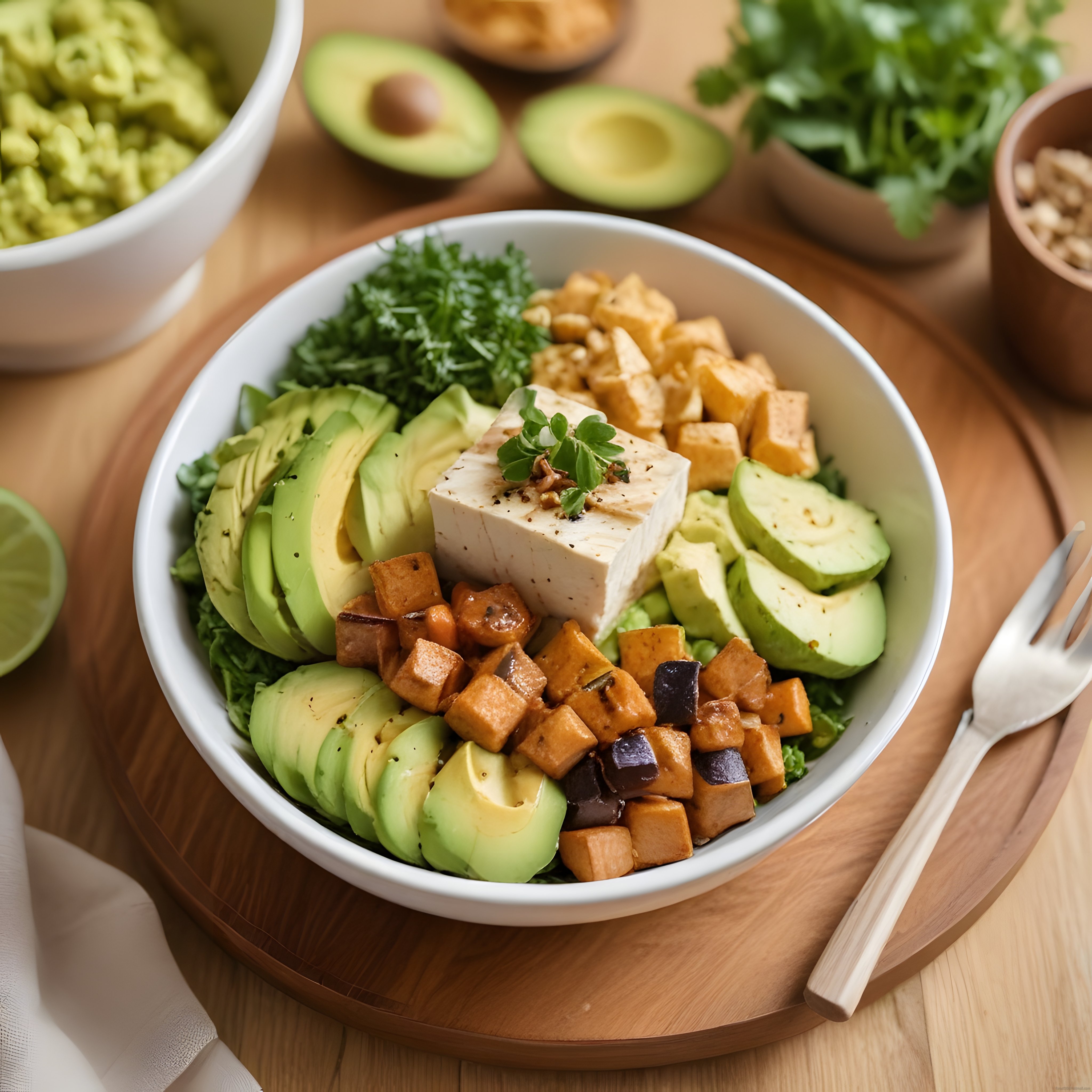 Tofu ve Avokado Dolu Besleyici Vegan Bowl: Sağlıklı Öğün Fikri