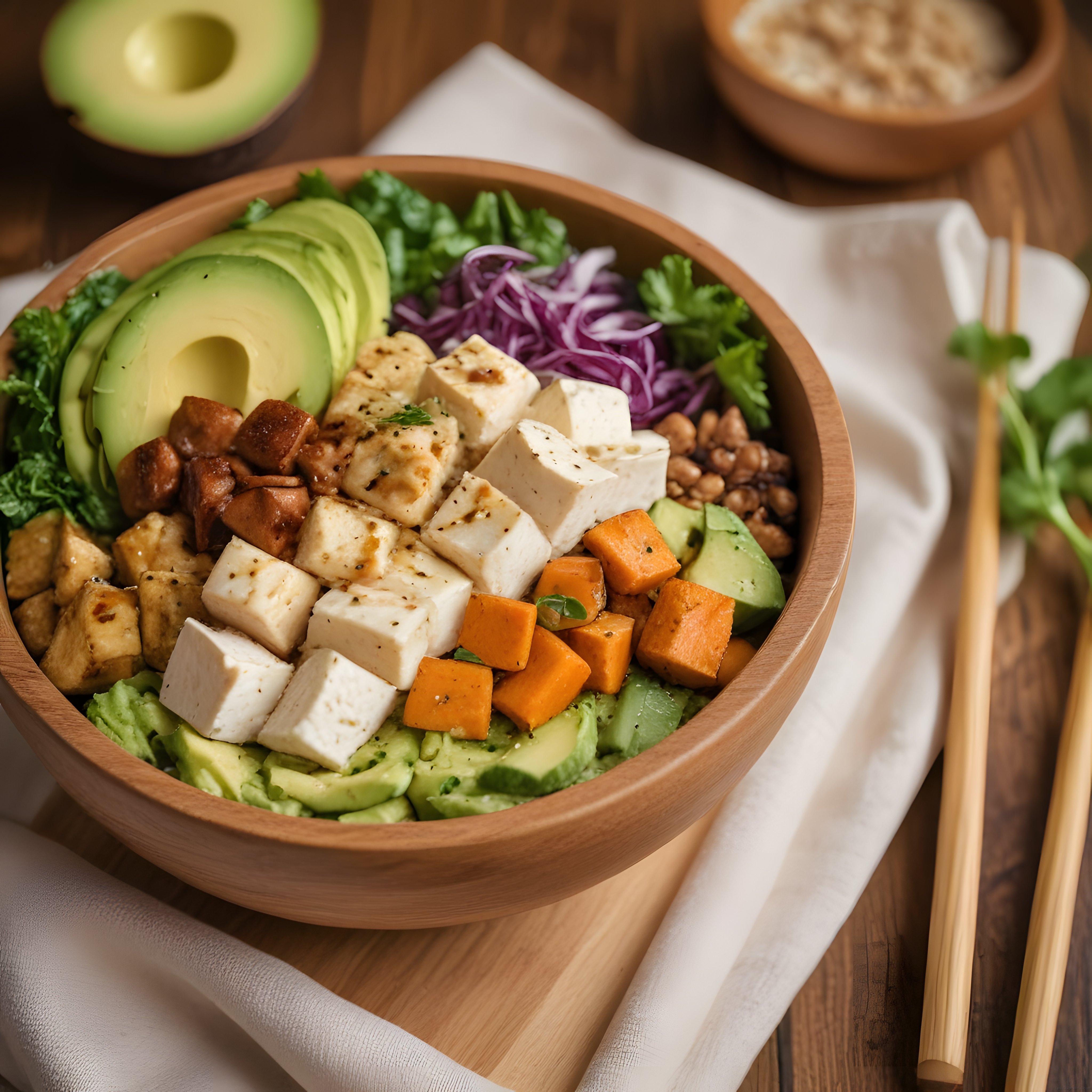 Tofu ve Avokadolu Renkli Buddha Kase: Sağlıklı ve Besleyici Vegan Öğün