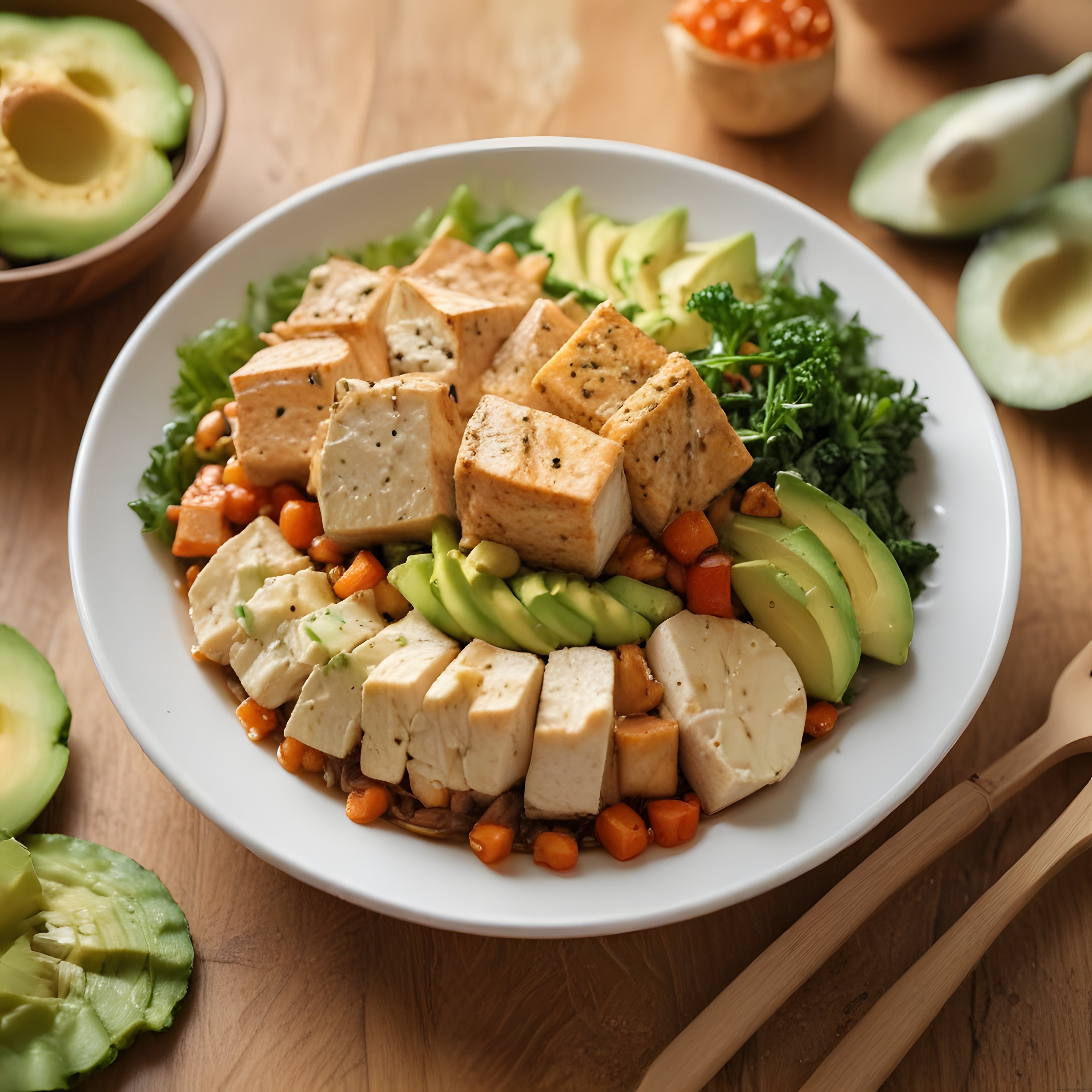 Tofu ve Avokadolu Renkli Vegan Kase: Sağlıklı ve Besleyici Öğün Fikri