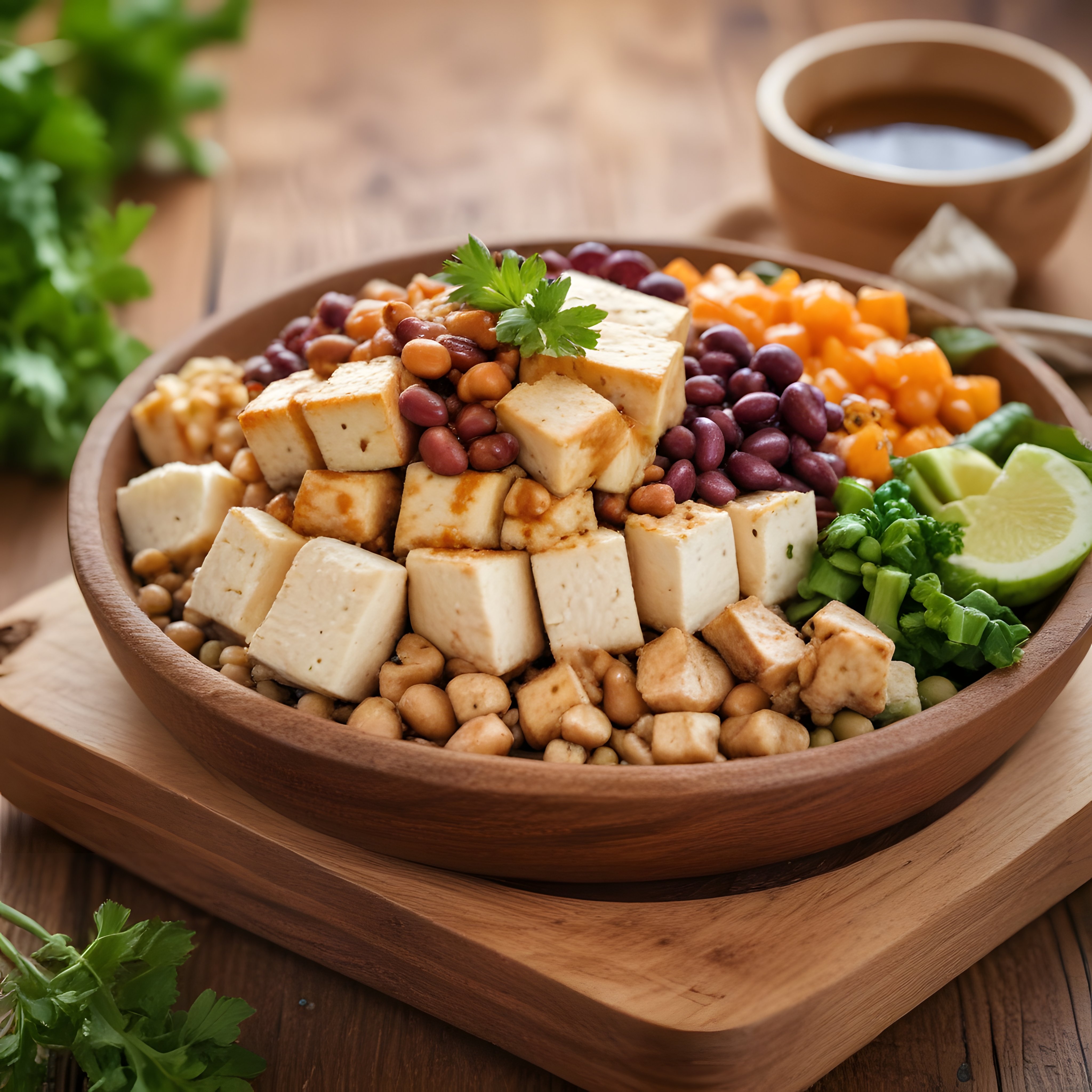 Tofu ve Baklagilli Renkli Vegan Kase: Besleyici ve Lezzetli Sağlıklı Öğün