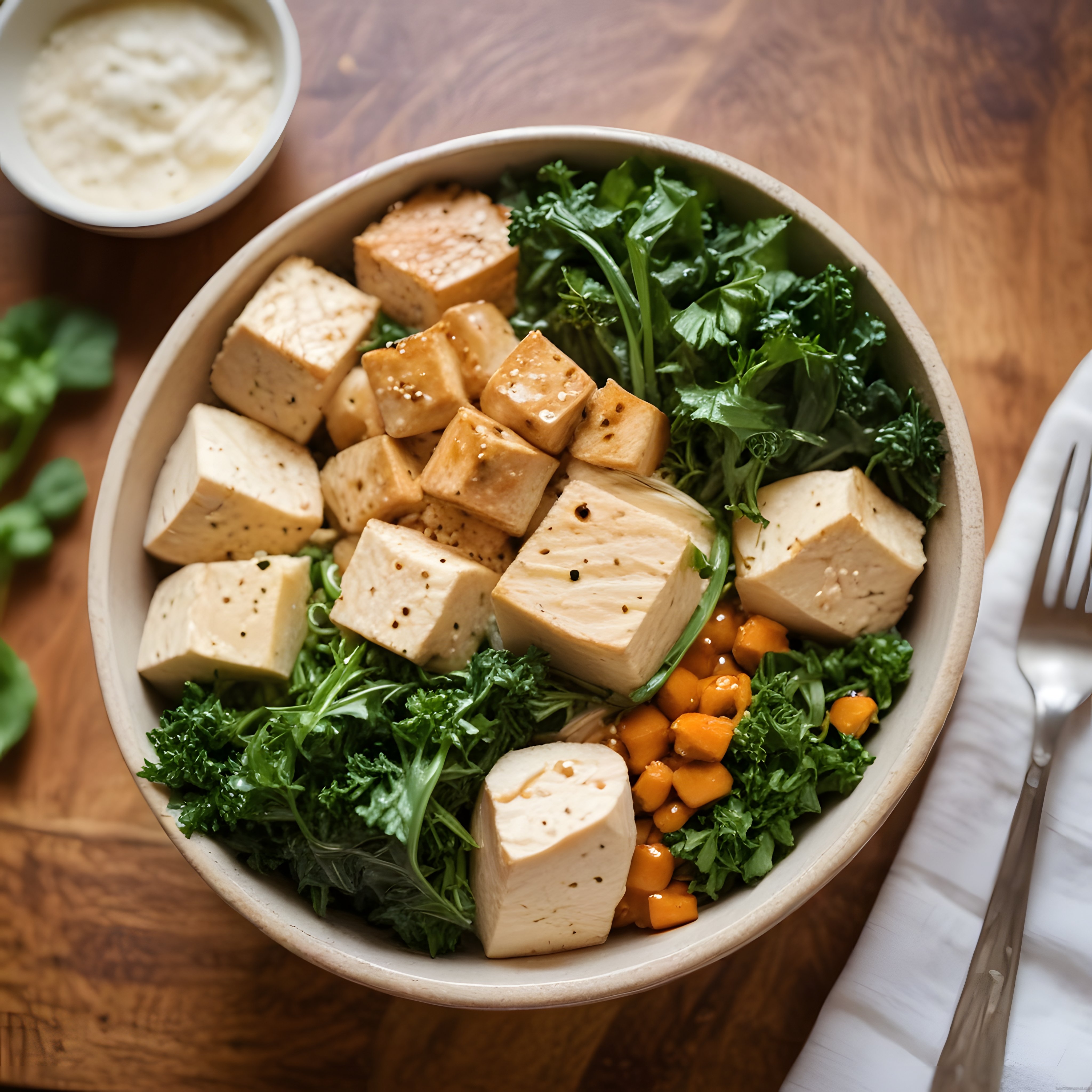 Tofulu ve Yeşillikli Vegan Buddha Kasesi: Sağlıklı ve Besleyici Bir Öğün