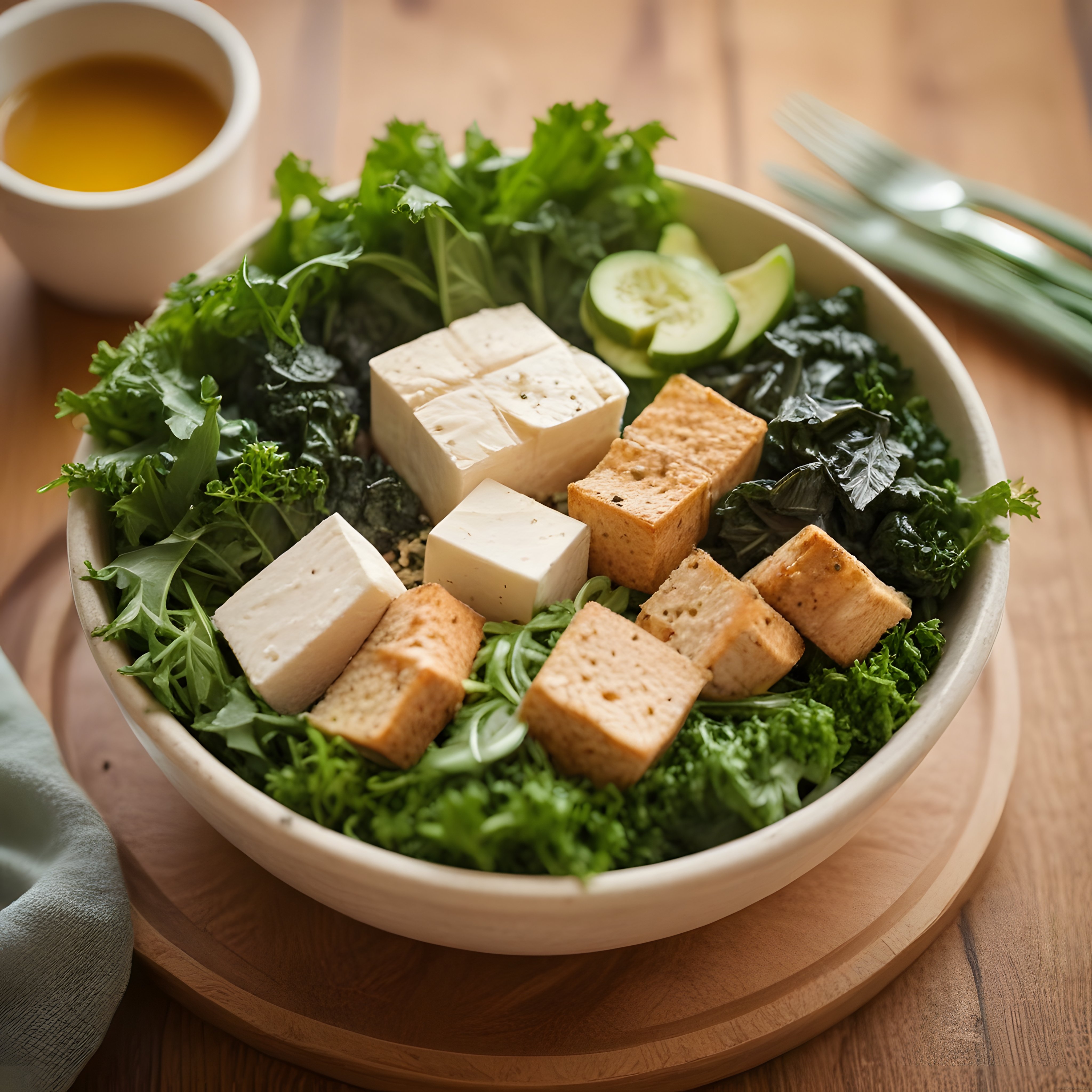 Tofulu Yeşil Salata Kasesi: Sağlıklı ve Besleyici Vegan Öğün