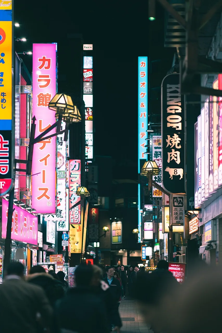 Tokyo Shinjuku sokak marketi neon ışıklar