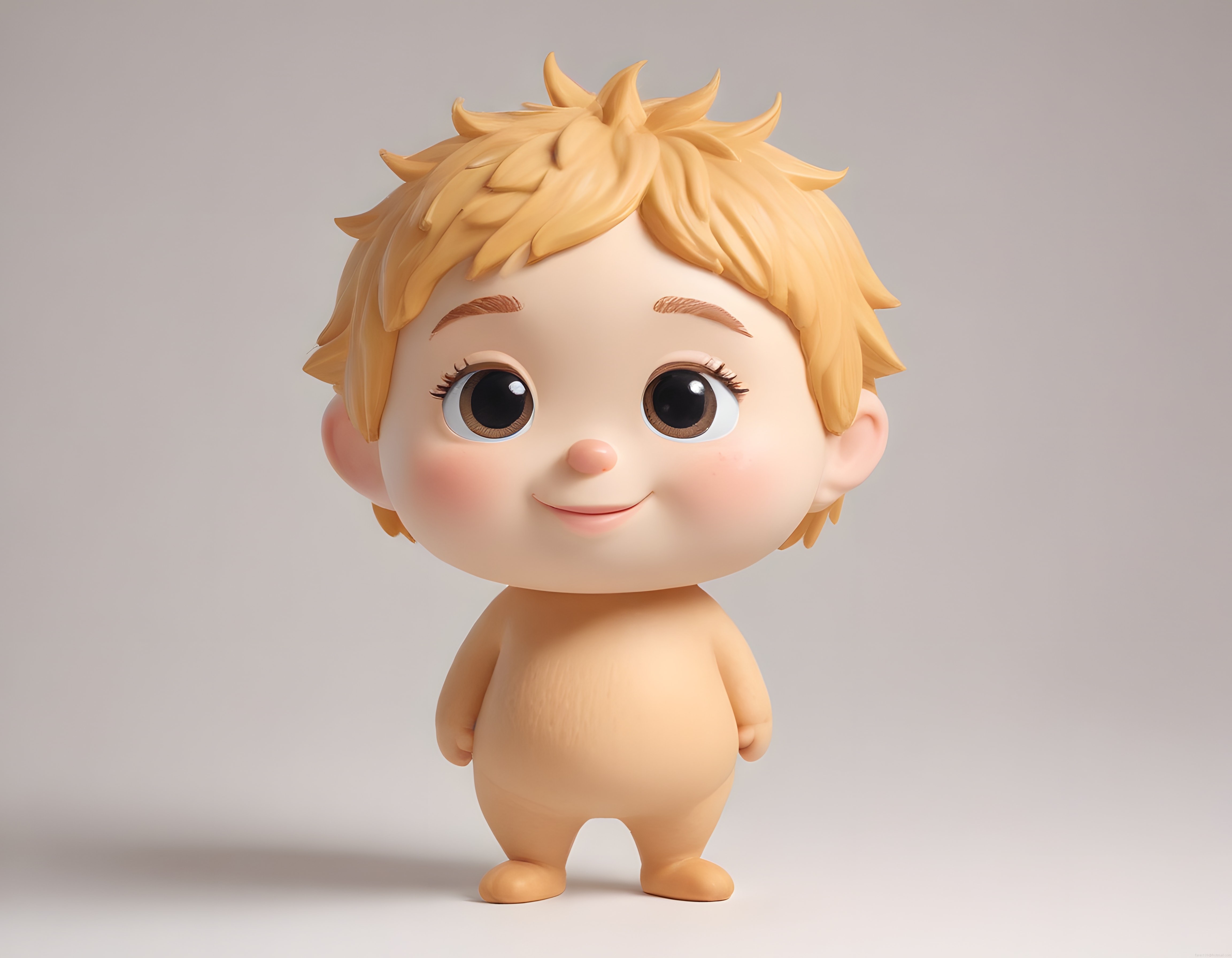 Tombul Yanaklı Sevimli 3D Sarışın Bebek Karakteri ve Render Çalışması