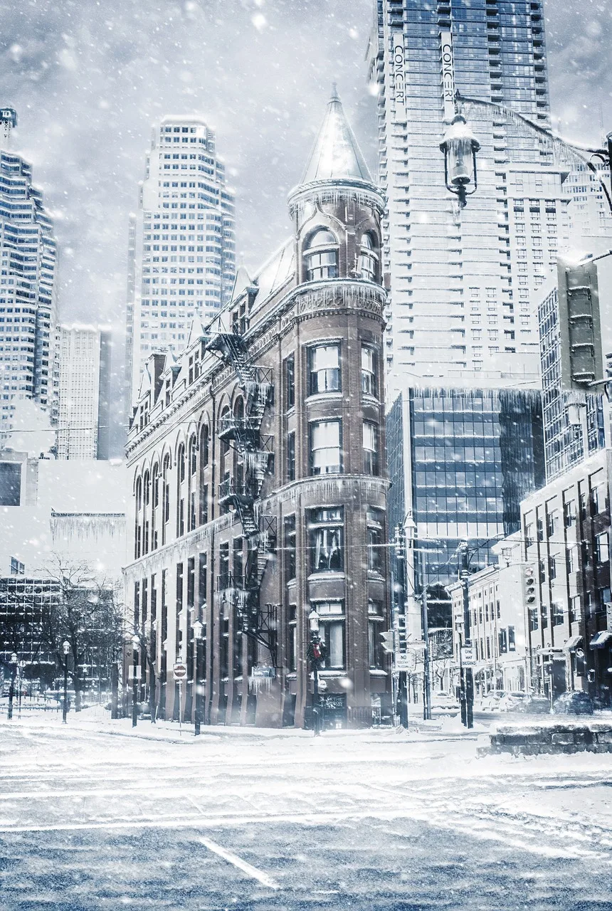 Toronto modern çelik gökdelen silueti - kış manzarası