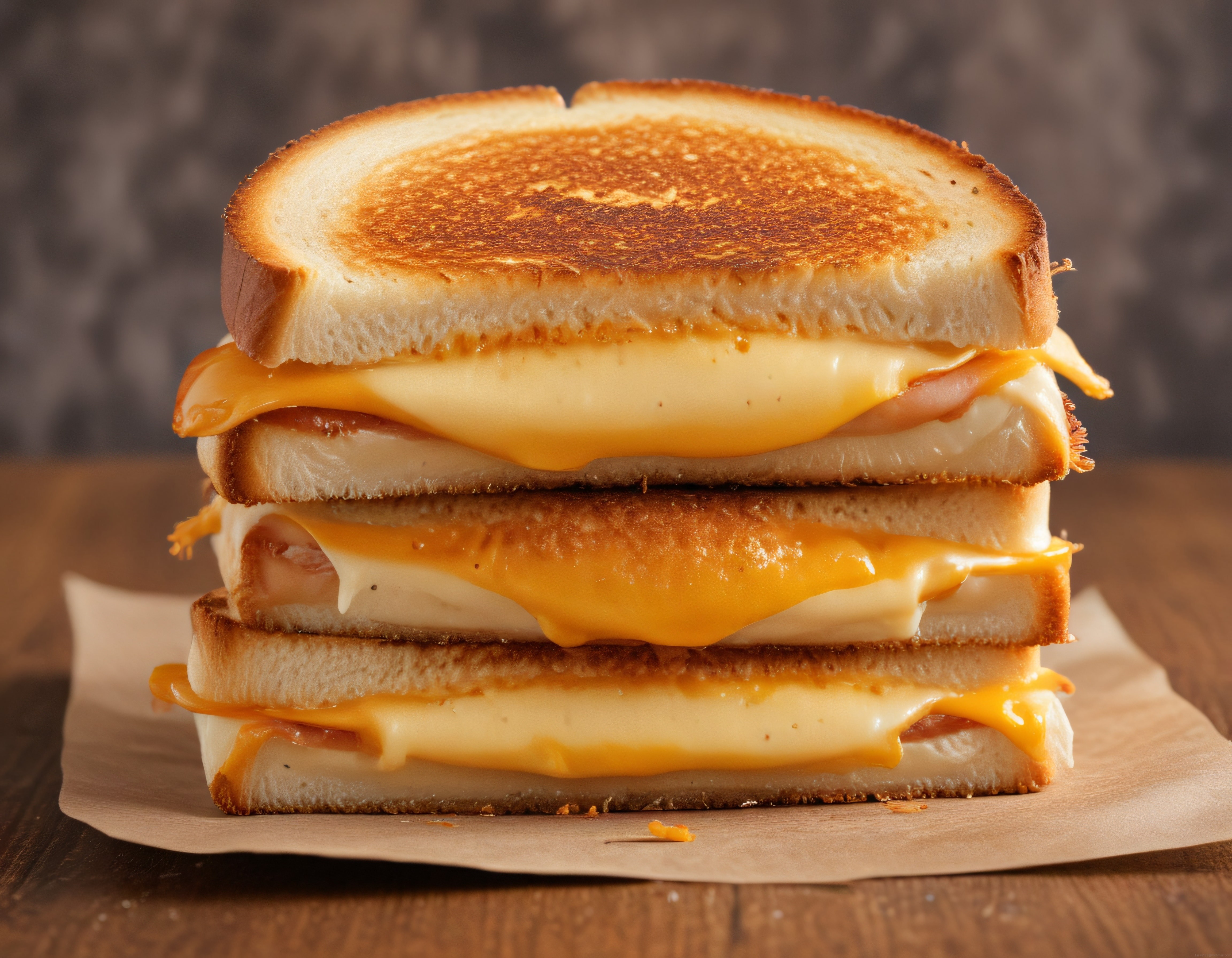 Tost Makinesinde Kızartılmış Erimiş Peynirli ve Jambonlu Sandviçler
